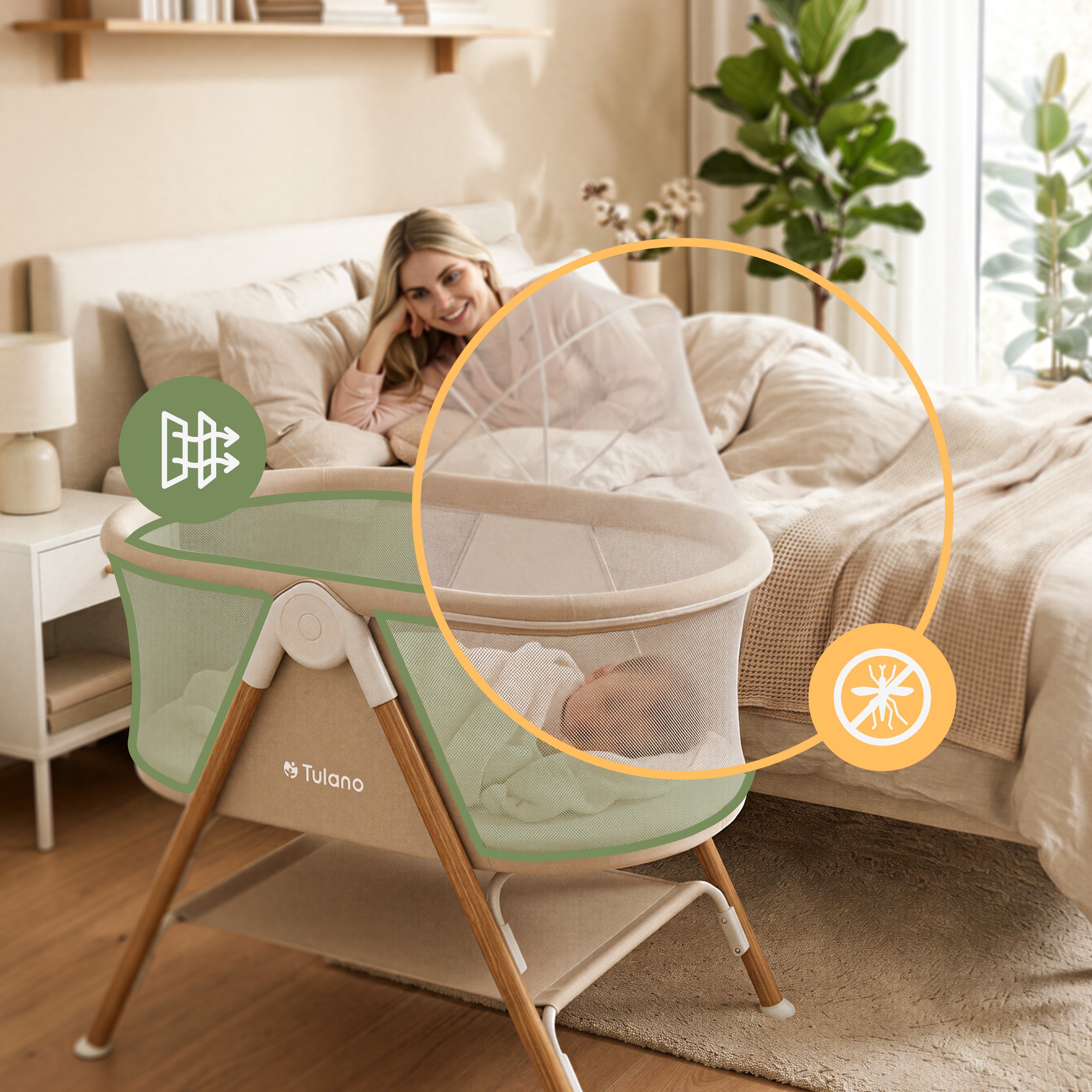 Cuna de viaje para niños Tulano Dream 20 Beige
