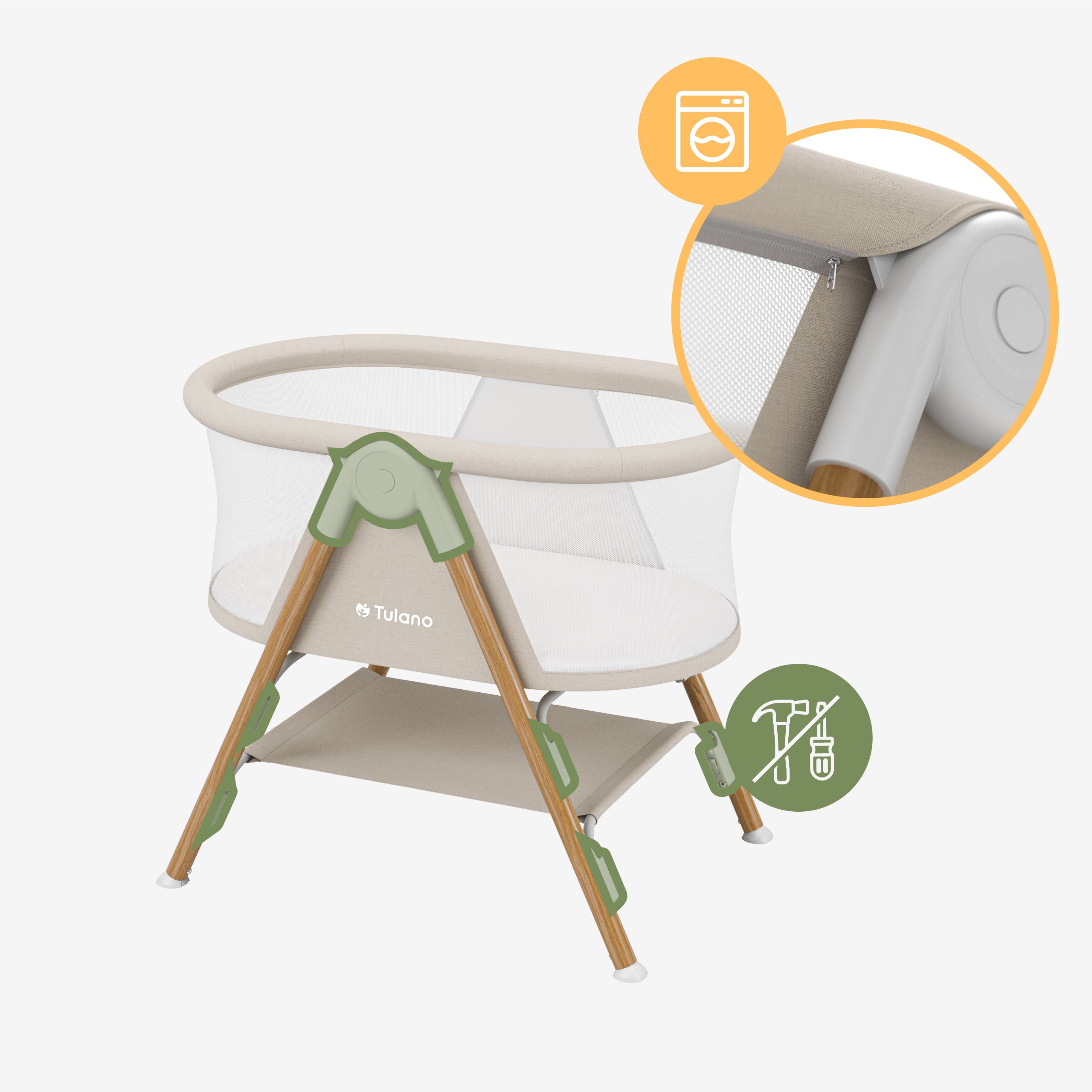 Cuna de viaje para niños Tulano Dream 20 Beige