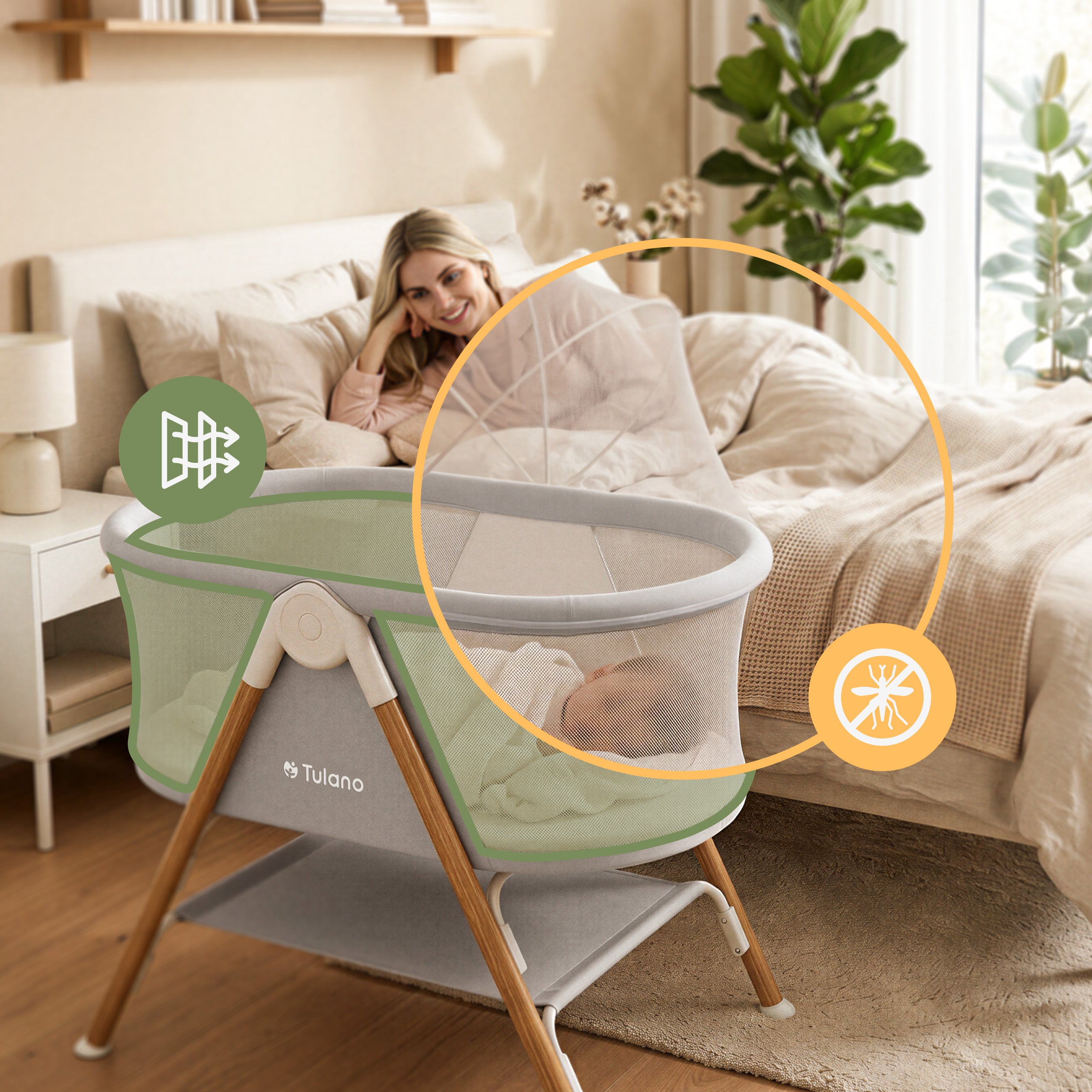 Cuna de viaje para niños Tulano Dream 20 Grey