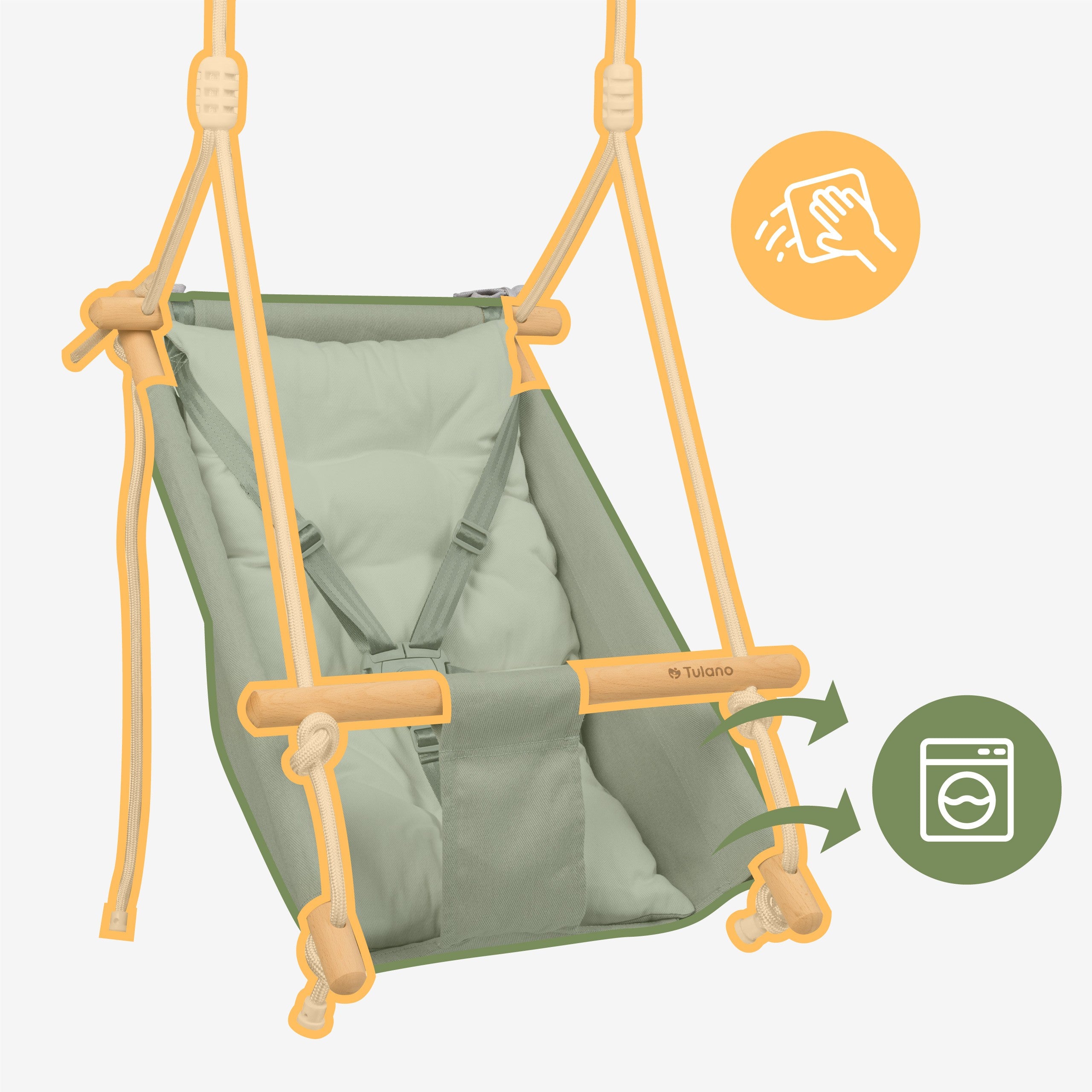 Columpio-mecedora para niños TULANO Hop 40 Gris-Blanco