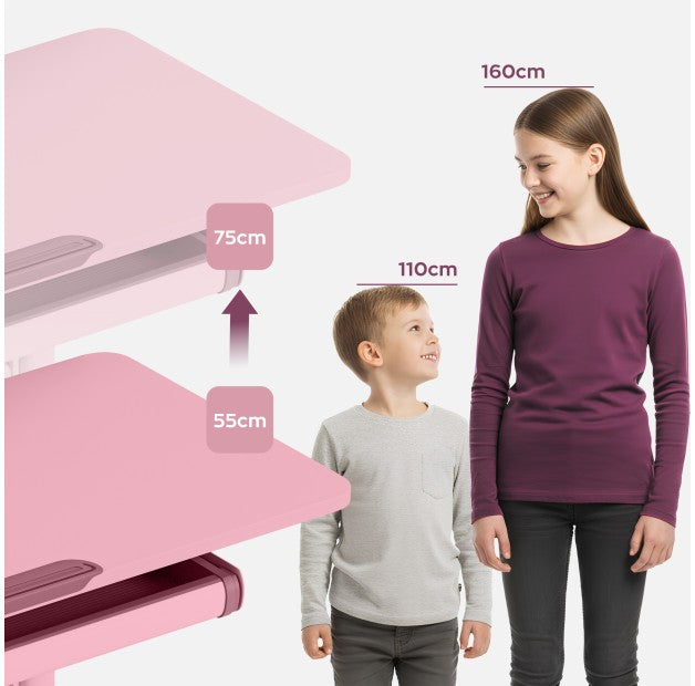 Escritorio ergonómico para niños Mark Adler Study 5.0 Pink, 90 cm