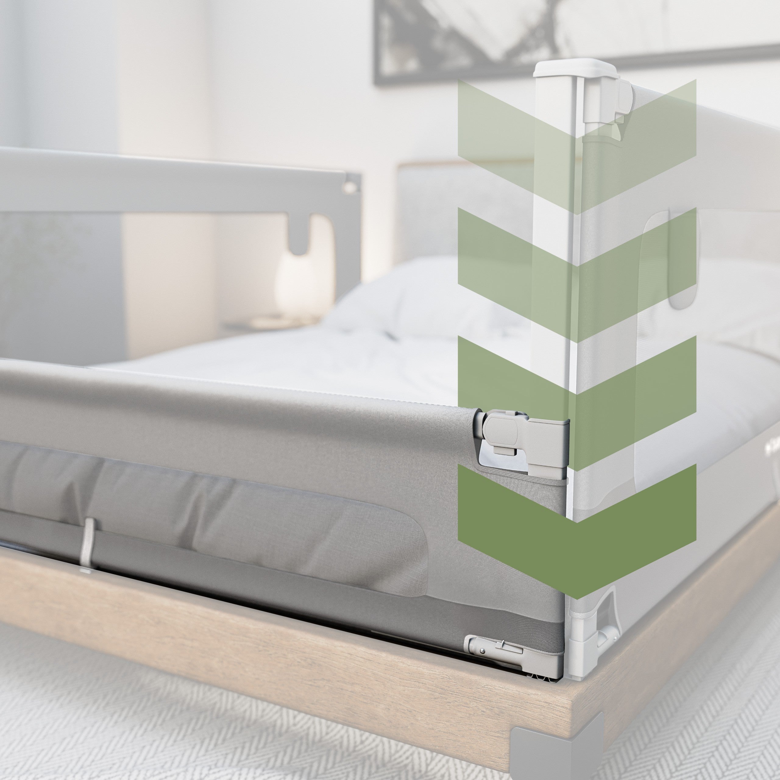 Barandilla de seguridad para cama de 200 cm Tulano Cover 40 Blanco-Gris