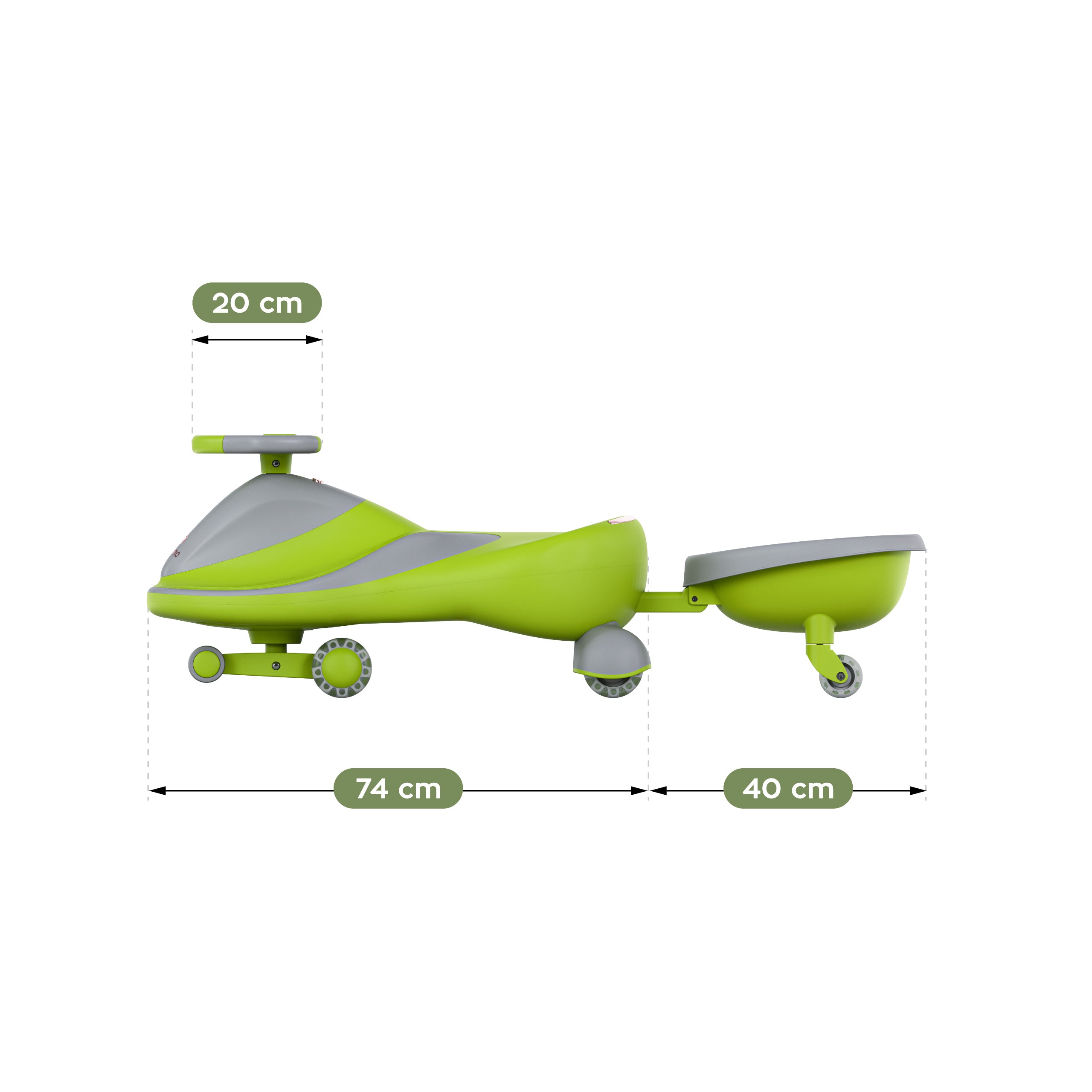 Cochecito infantil por gravedad con luces LED Tulano Focus 55 Green