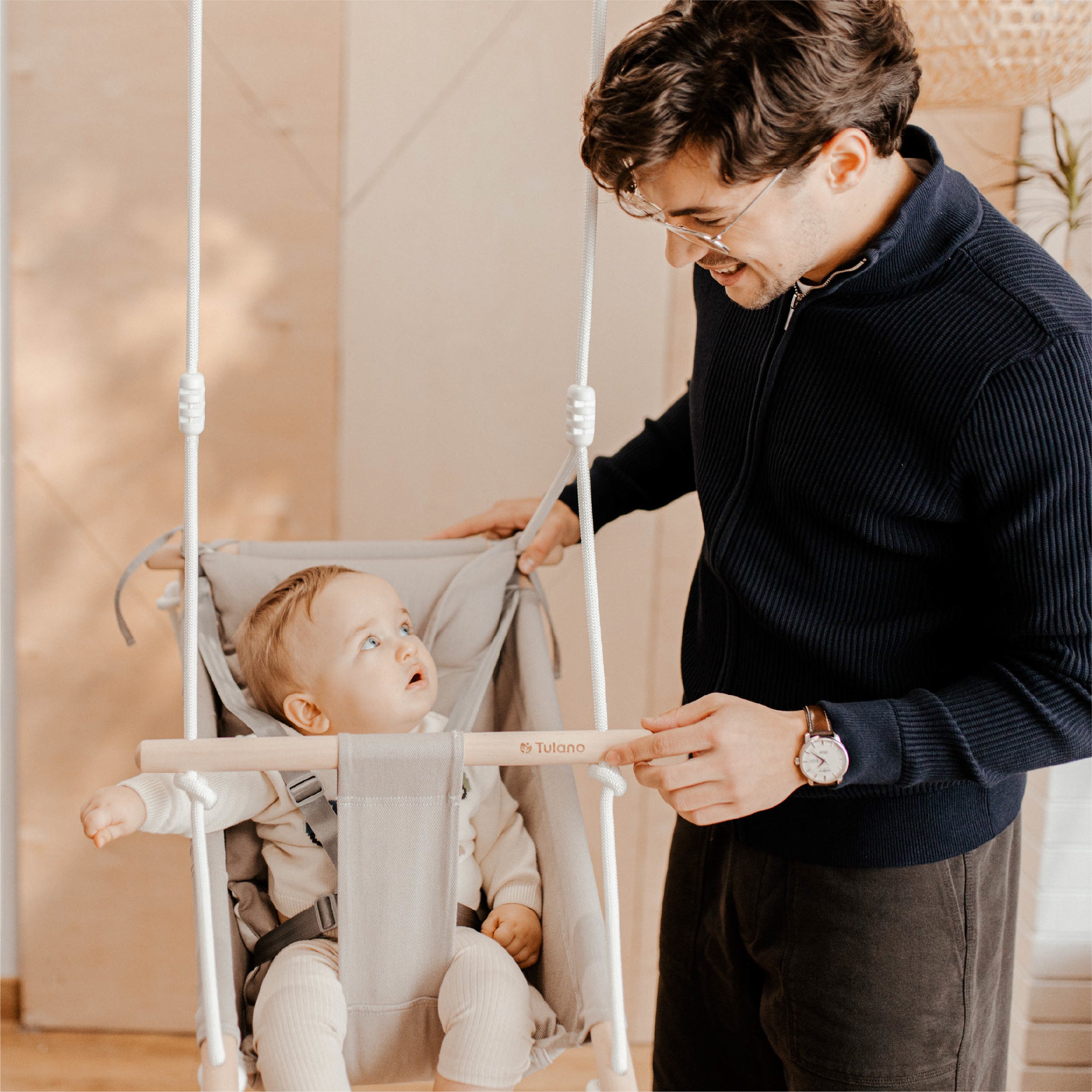 Columpio-mecedora para niños TULANO Hop 40 rosa-gris