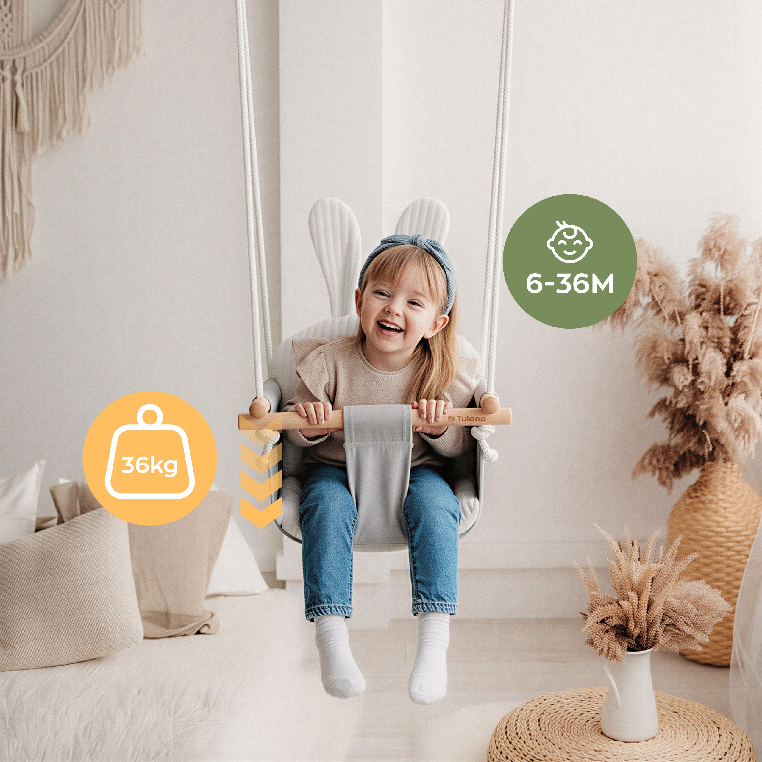 Columpio infantil con forma de conejito
