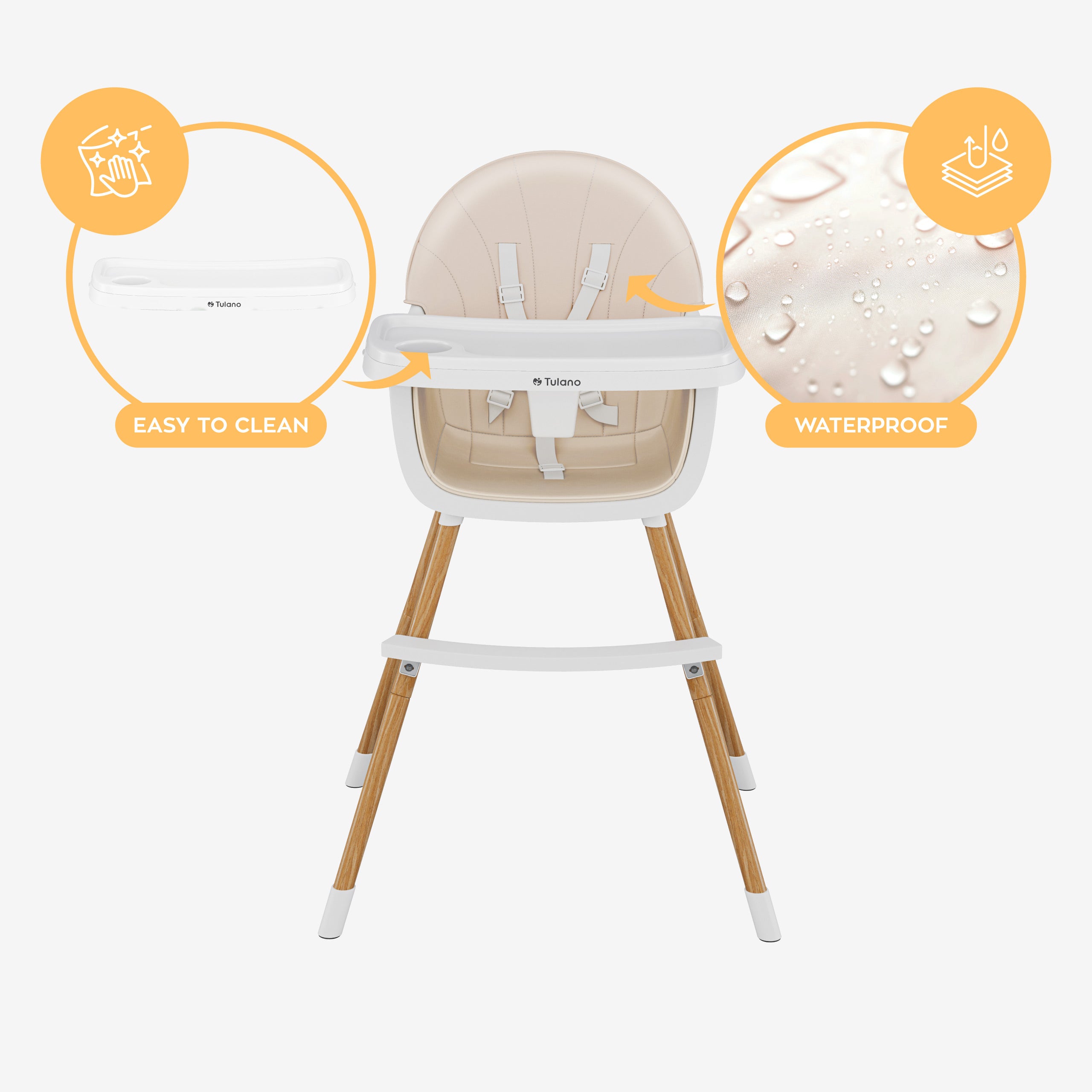 Silla de comida fácil de limpiar