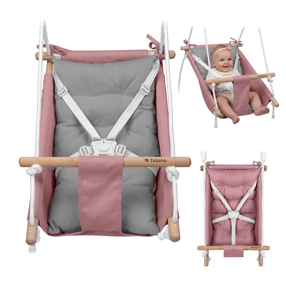 Columpio-mecedora para niños TULANO Hop 40 rosa-gris