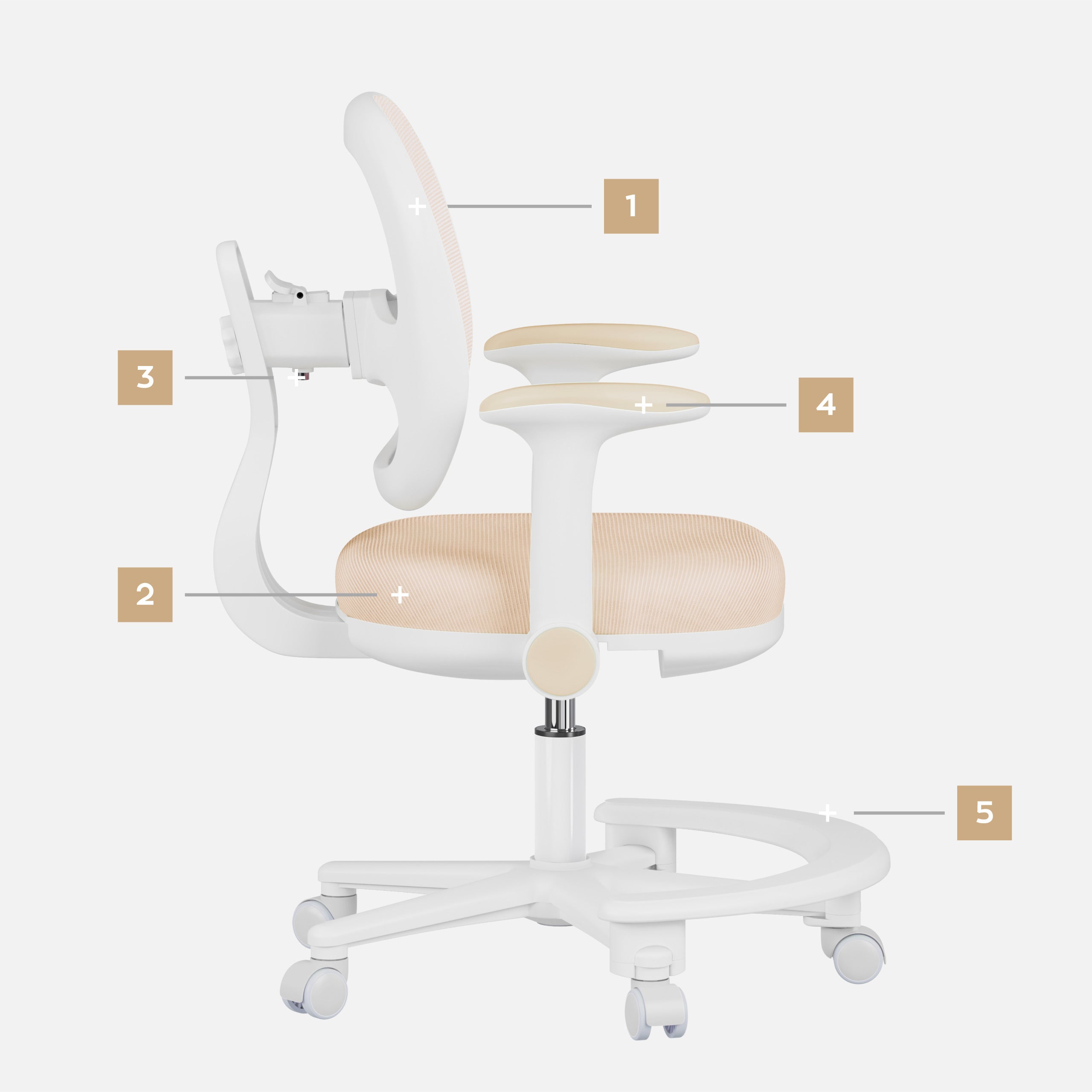 Silla ergonómica de escritorio para niños Mark Adler Junior 3.6 Beige