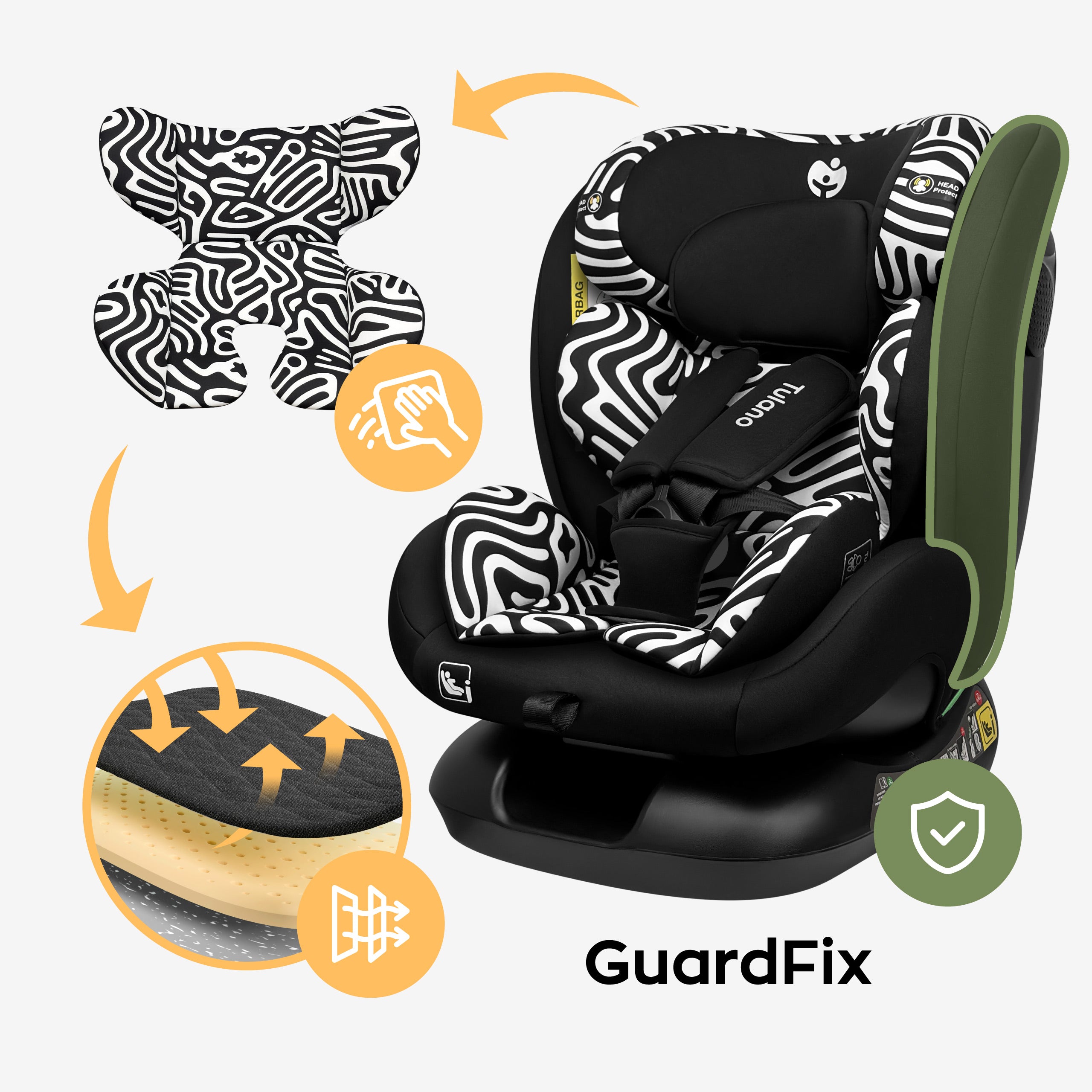 Silla de coche para niños Tulano Loom 15 Black Mono
