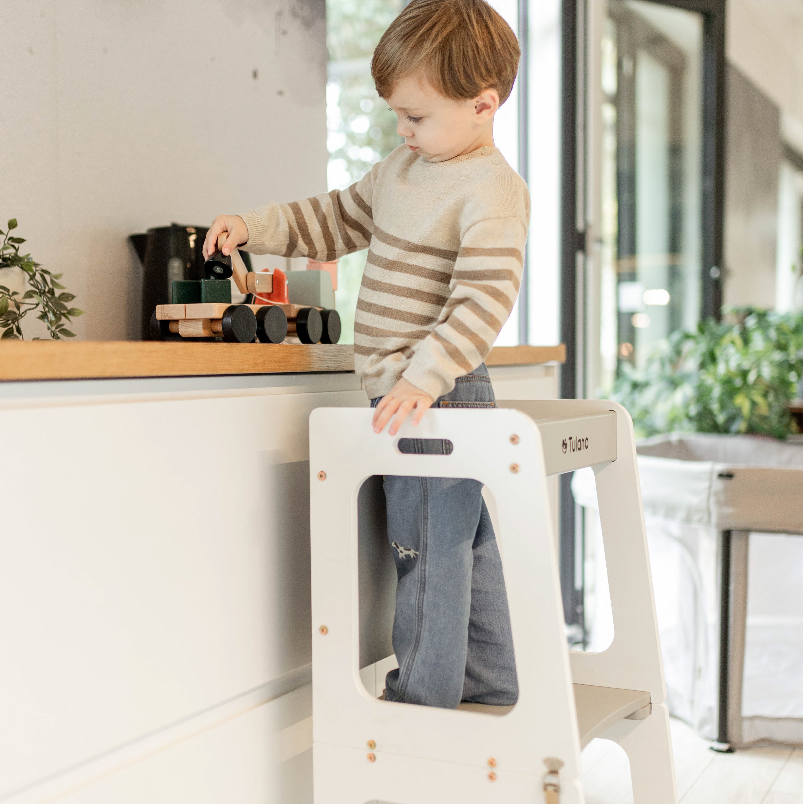Ayudante de cocina para niños 3 en 1 Tulano Mooby 35 Blanco-Natural