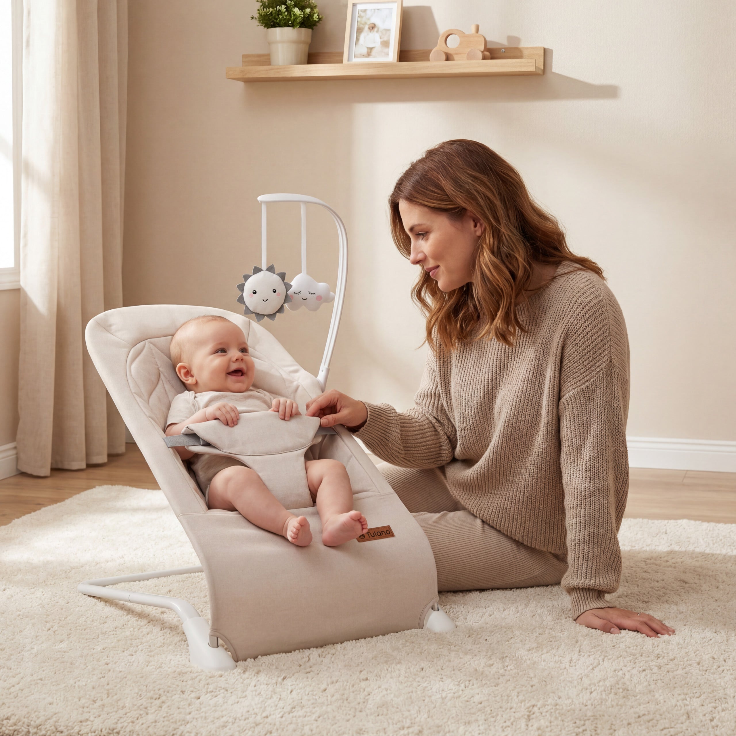 Silla balancín para bebé Moon 10 Beige