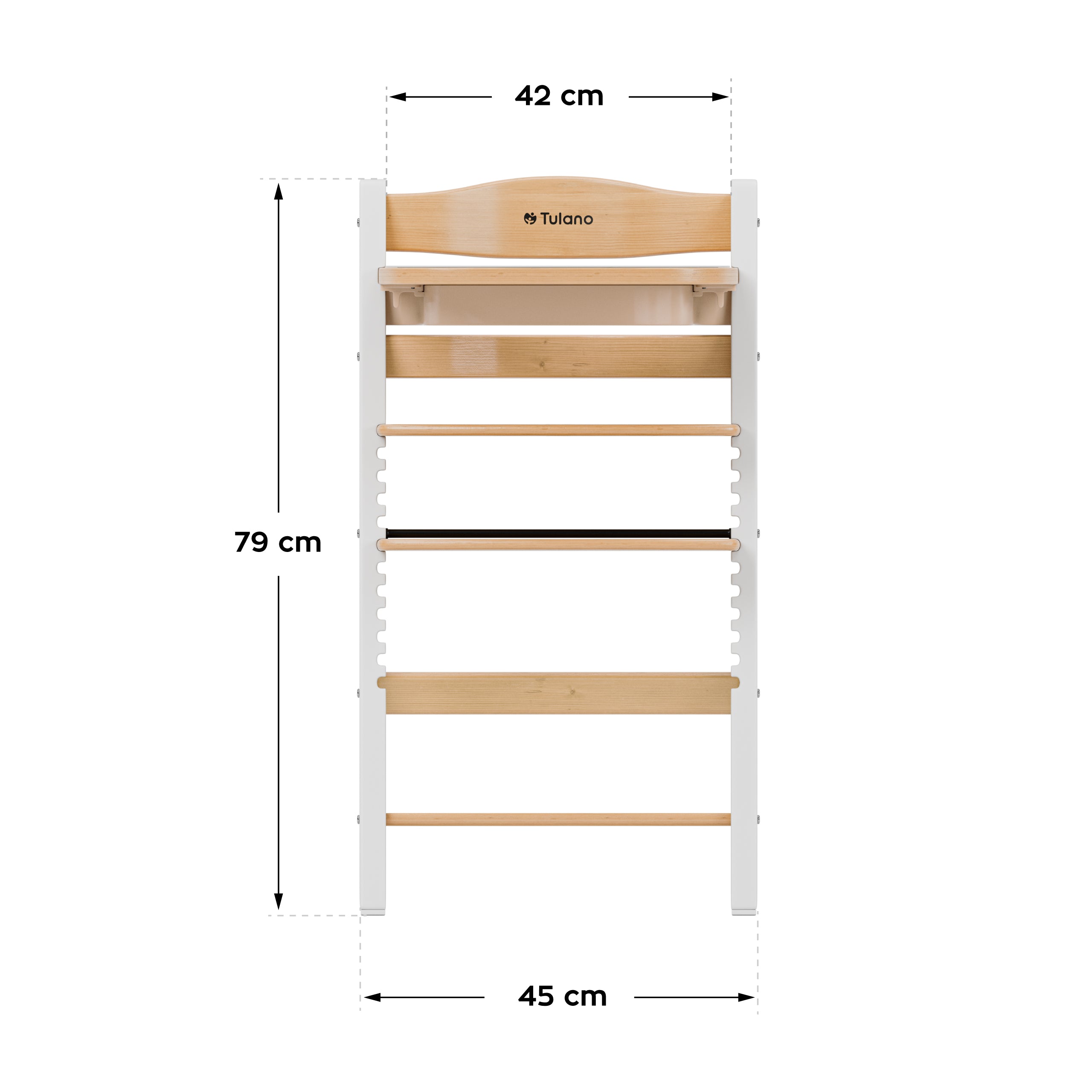 Trona de madera Tulano Morsel 40 Blanco-Natural