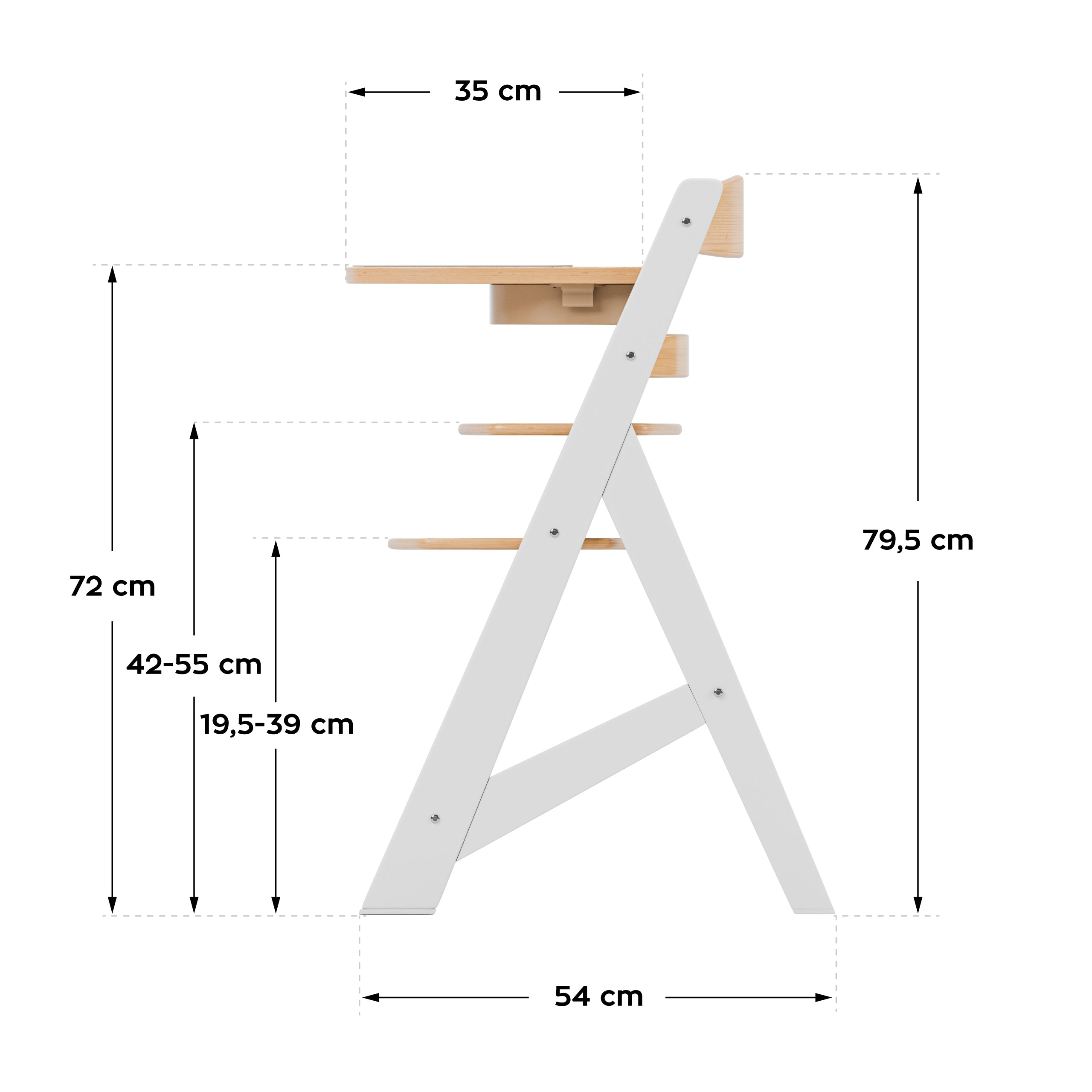 Trona de madera Tulano Morsel 40 Blanco-Natural