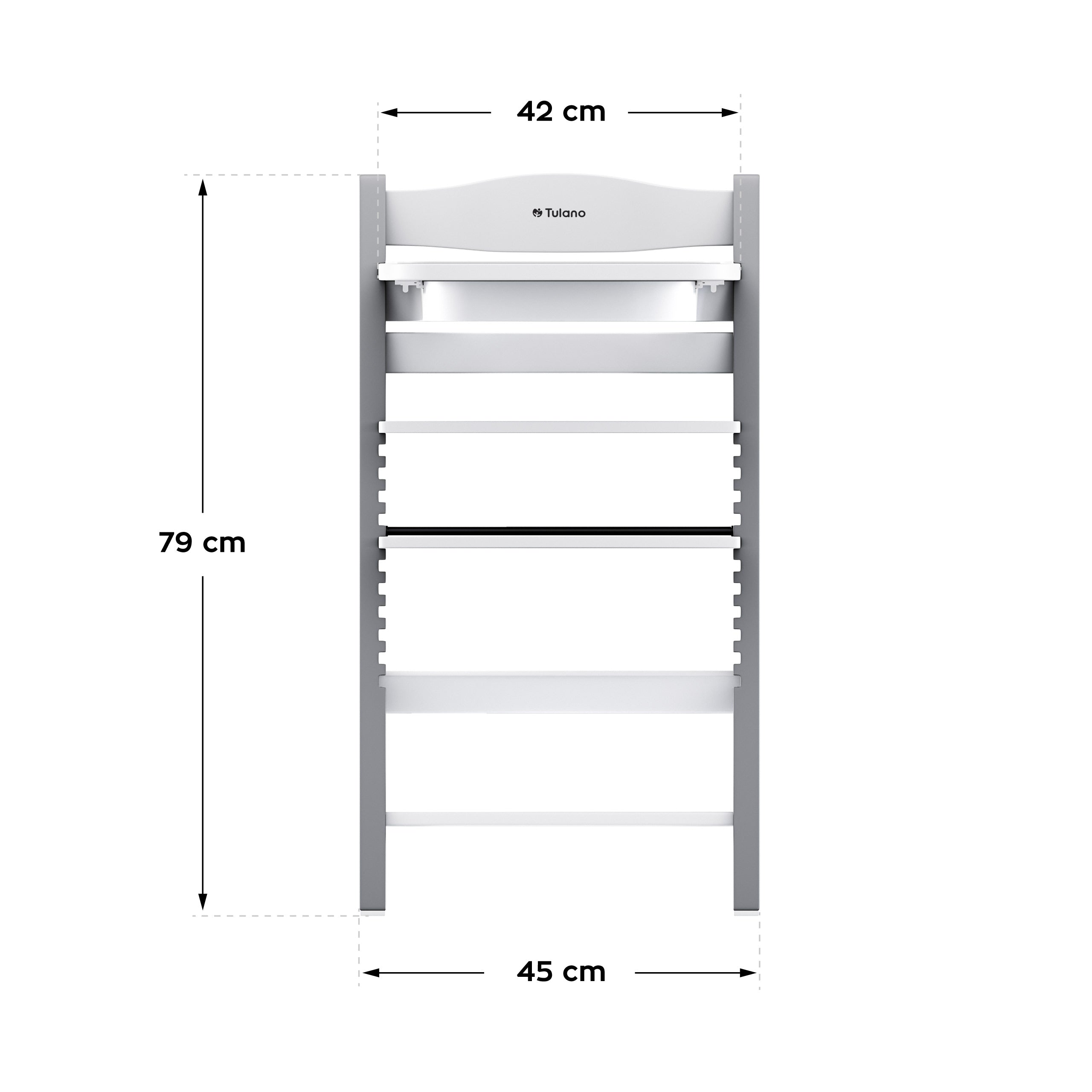 Trona de madera Tulano Morsel 40 Gris-Blanco