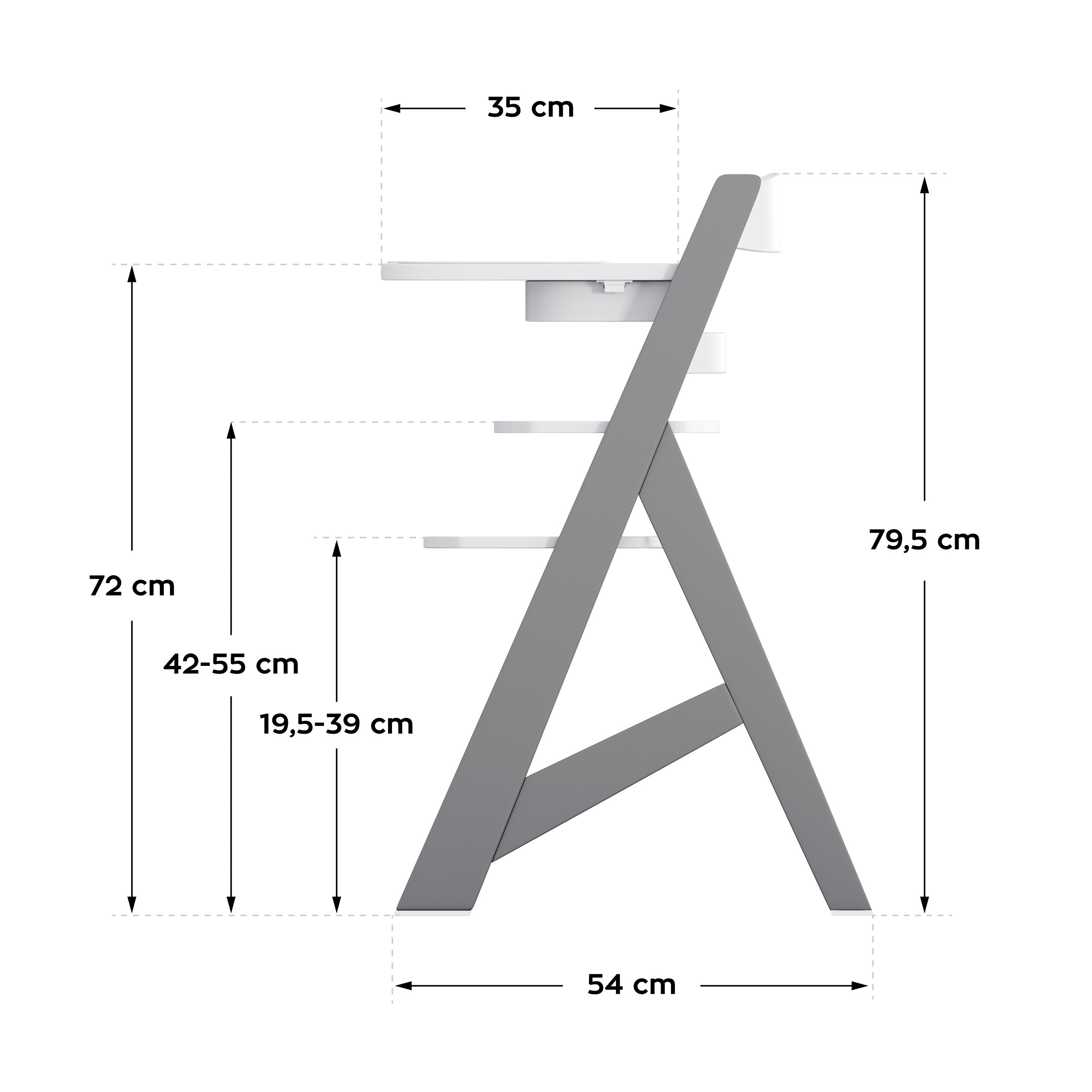 Trona de madera Tulano Morsel 40 Gris-Blanco