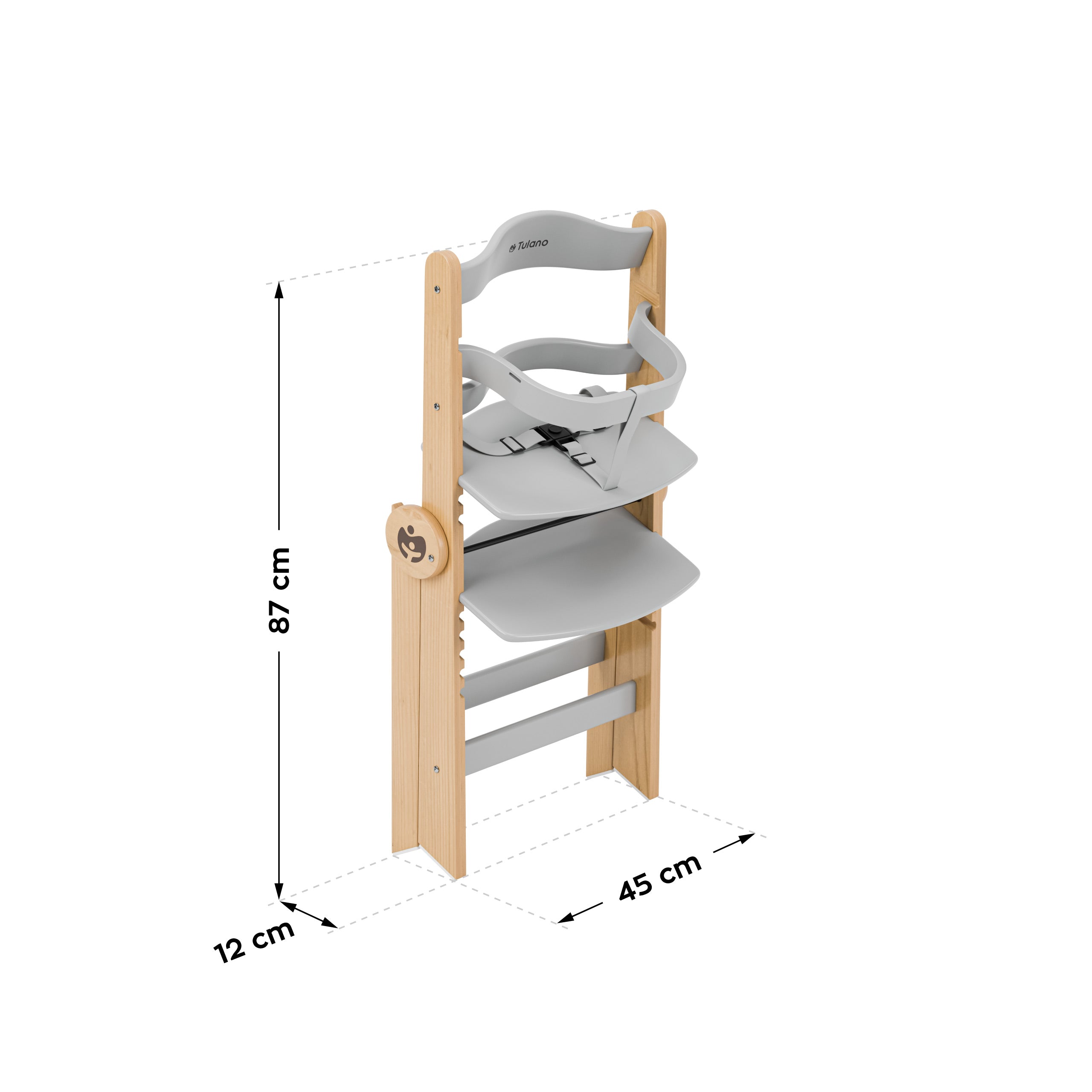 Trona de madera Tulano Morsel 45 Natural-Grey
