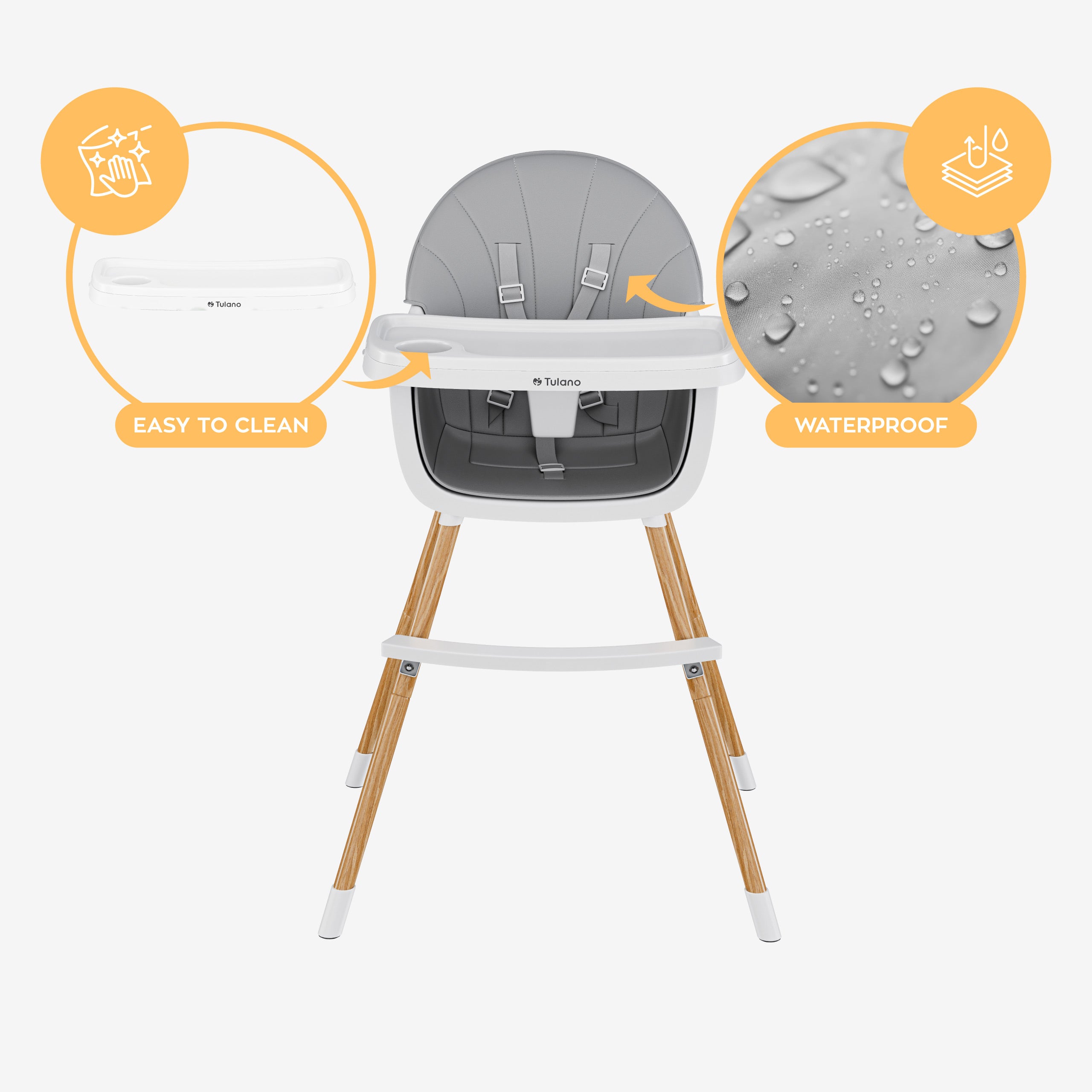 Silla de comida fácil de limpiar
