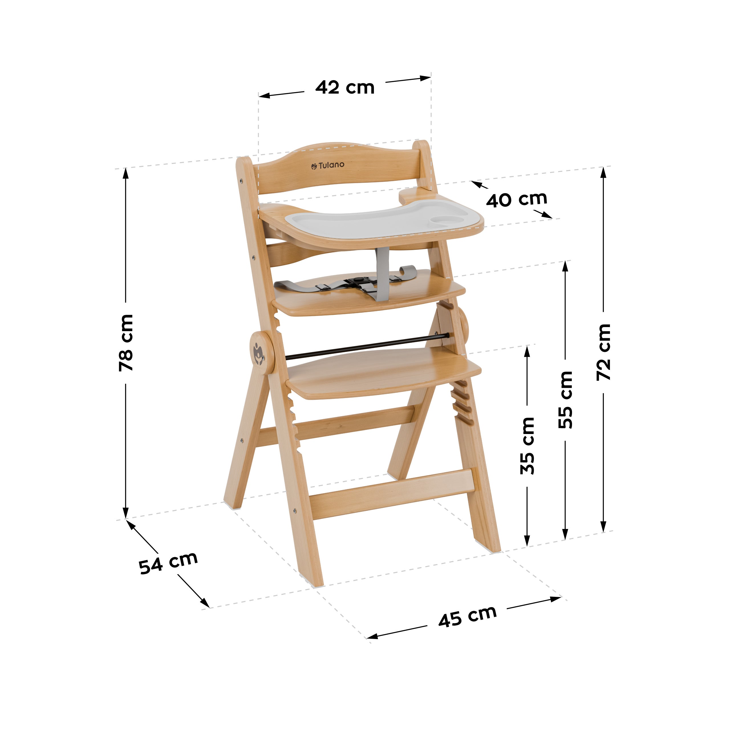 Trona de madera Tulano Morsel 45 Natural