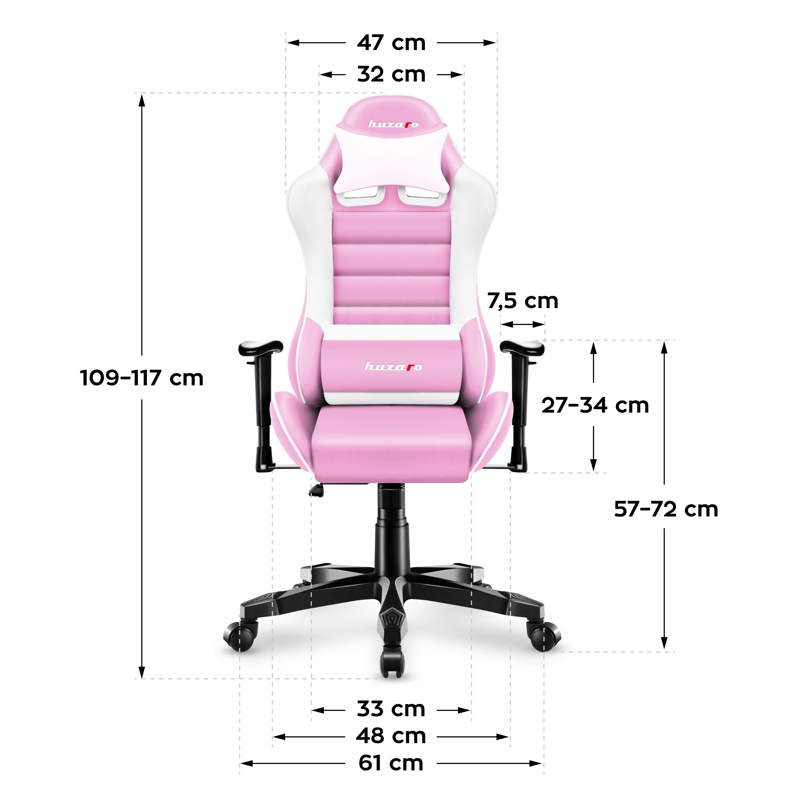 Sillón gaming para niños HUZARO RANGER 6.0 Rosa