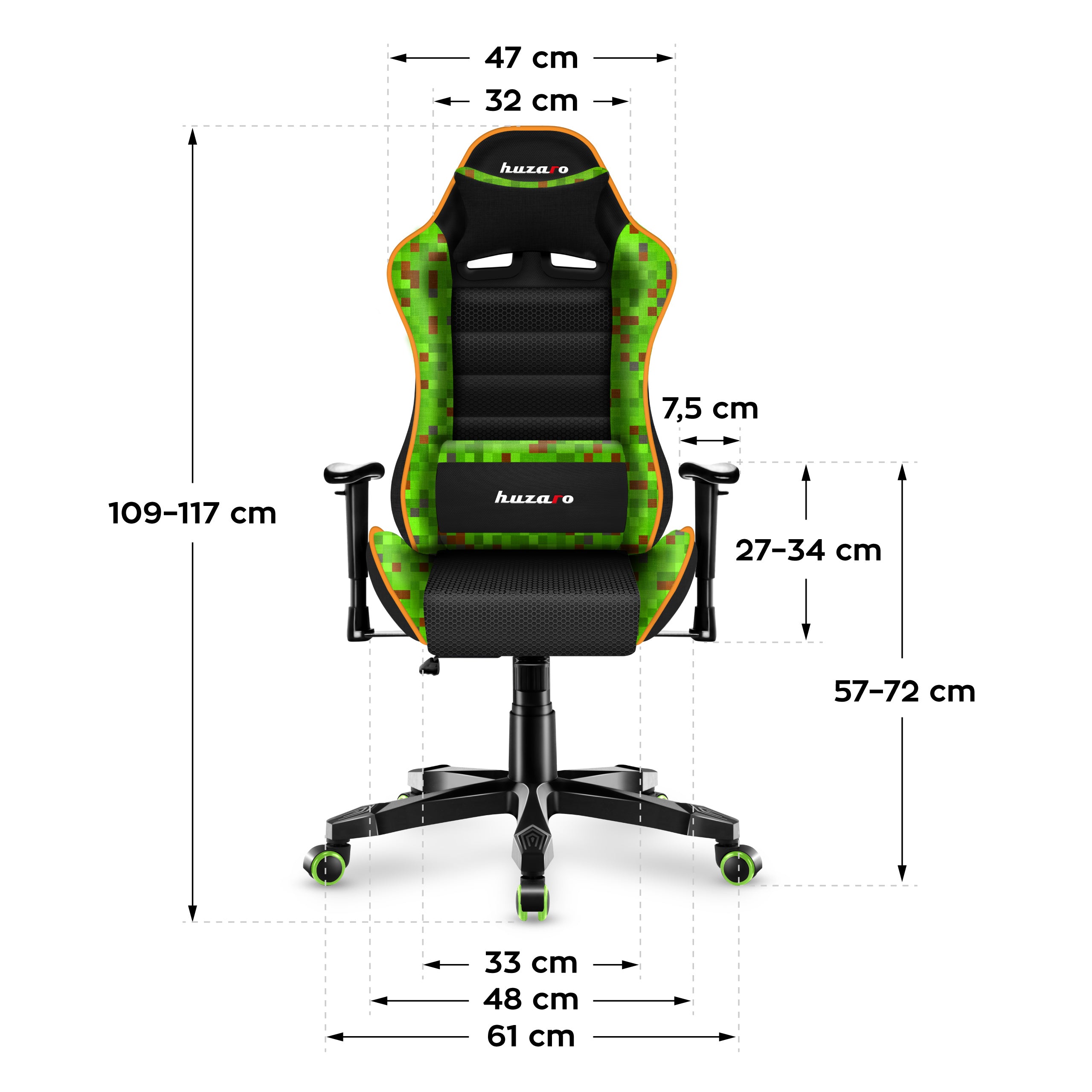 Sillón gaming para niños HUZARO RANGER 6.0 Pixel Mesh