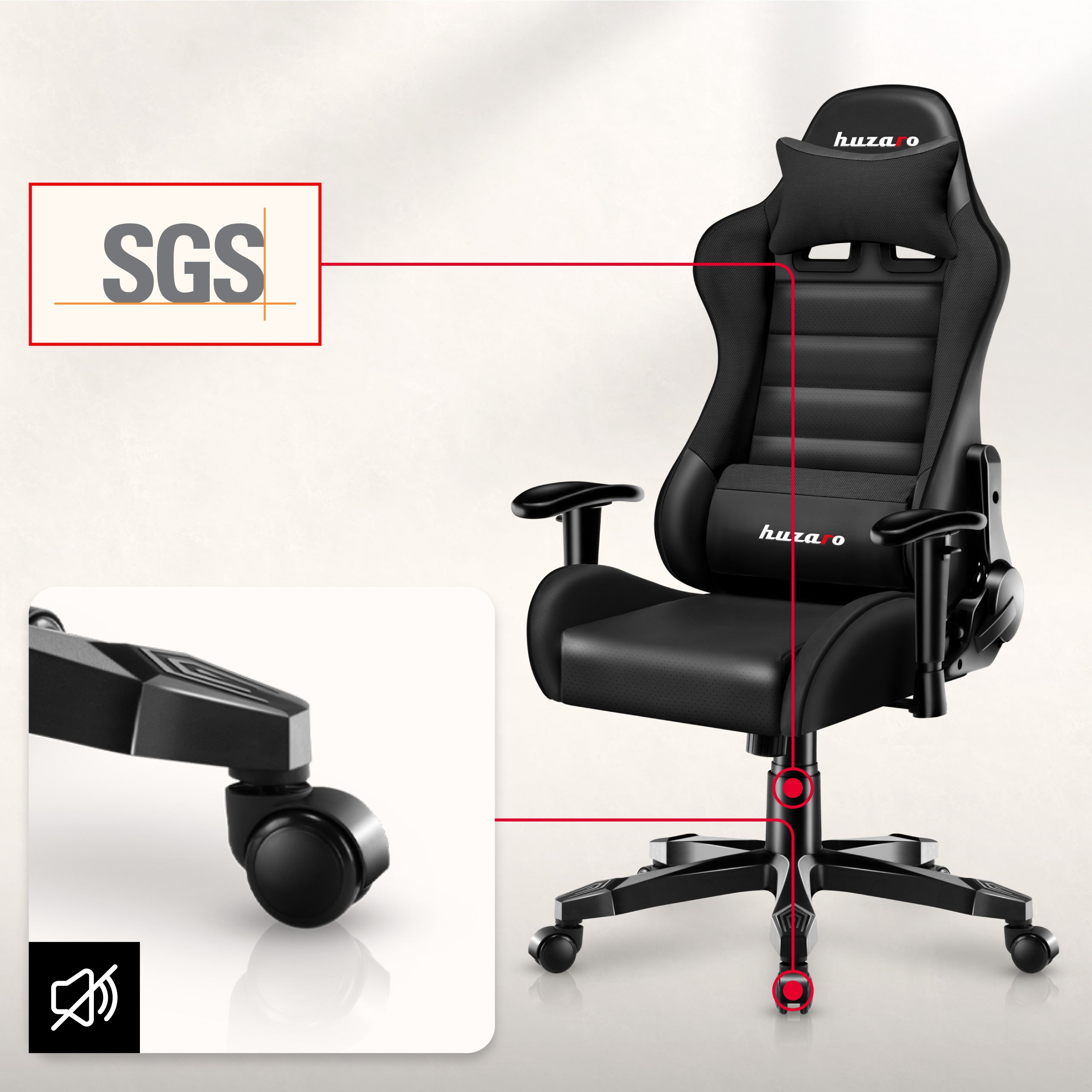 Sillón gaming para niños HUZARO RANGER 6.0 Negro