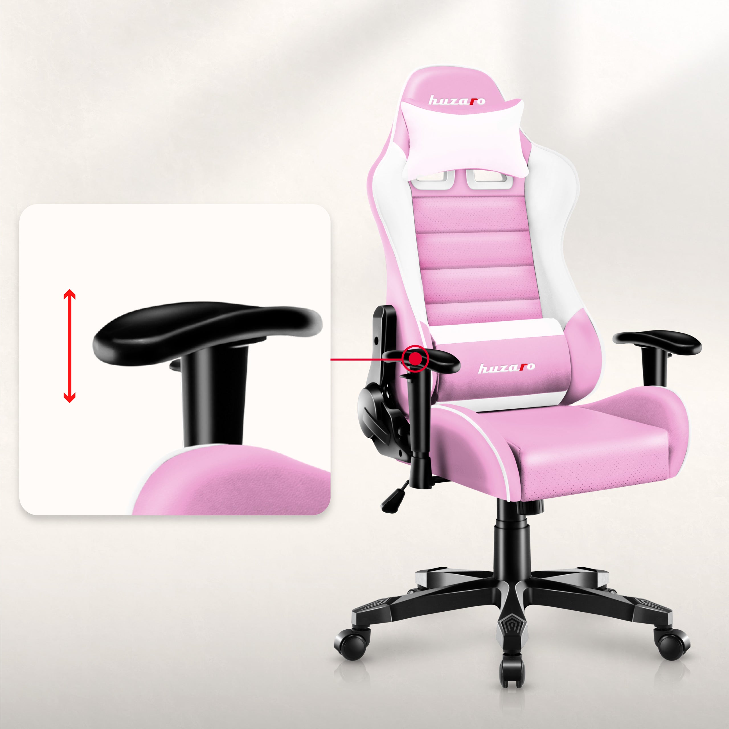 Sillón gaming para niños HUZARO RANGER 6.0 Rosa