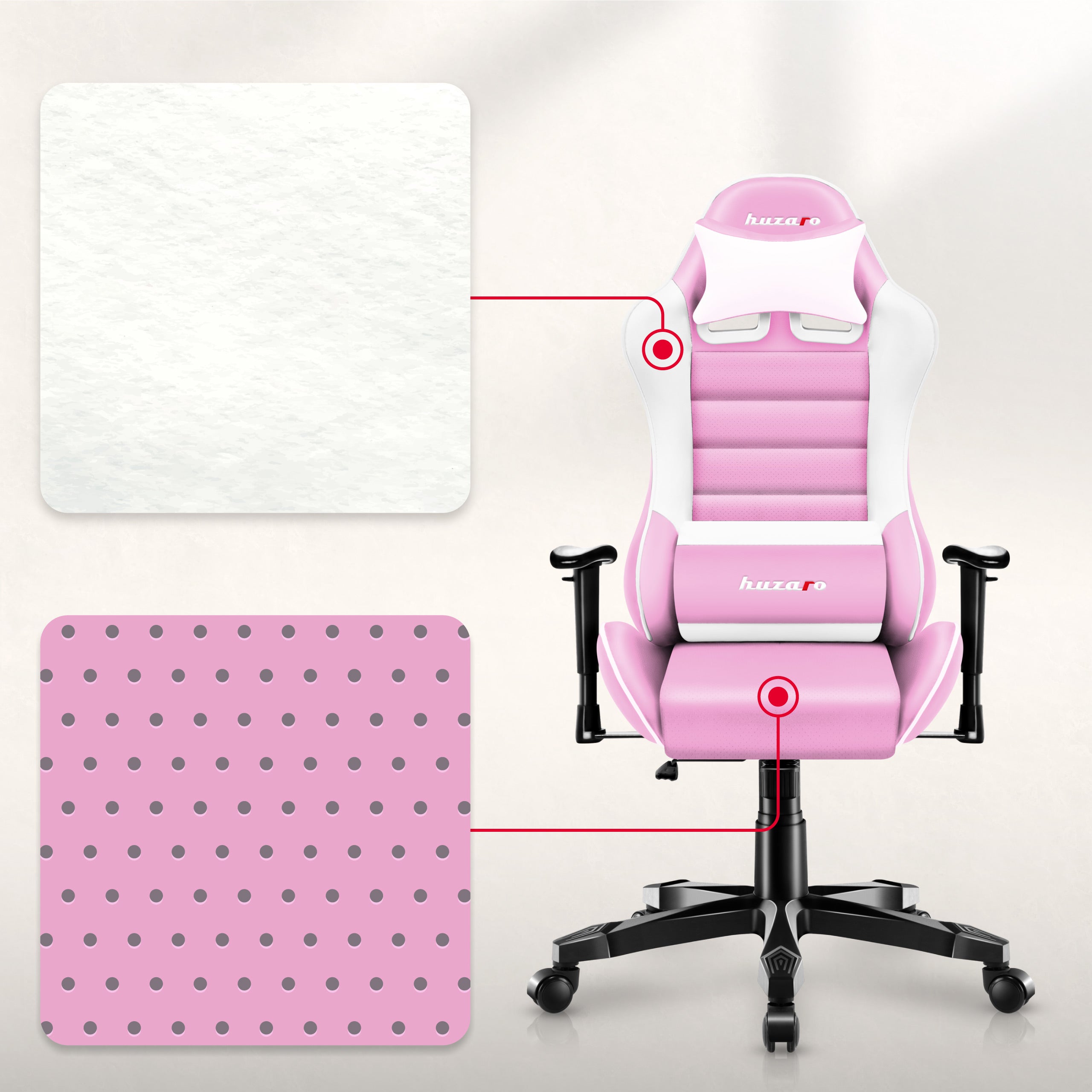 Sillón gaming para niños HUZARO RANGER 6.0 Rosa