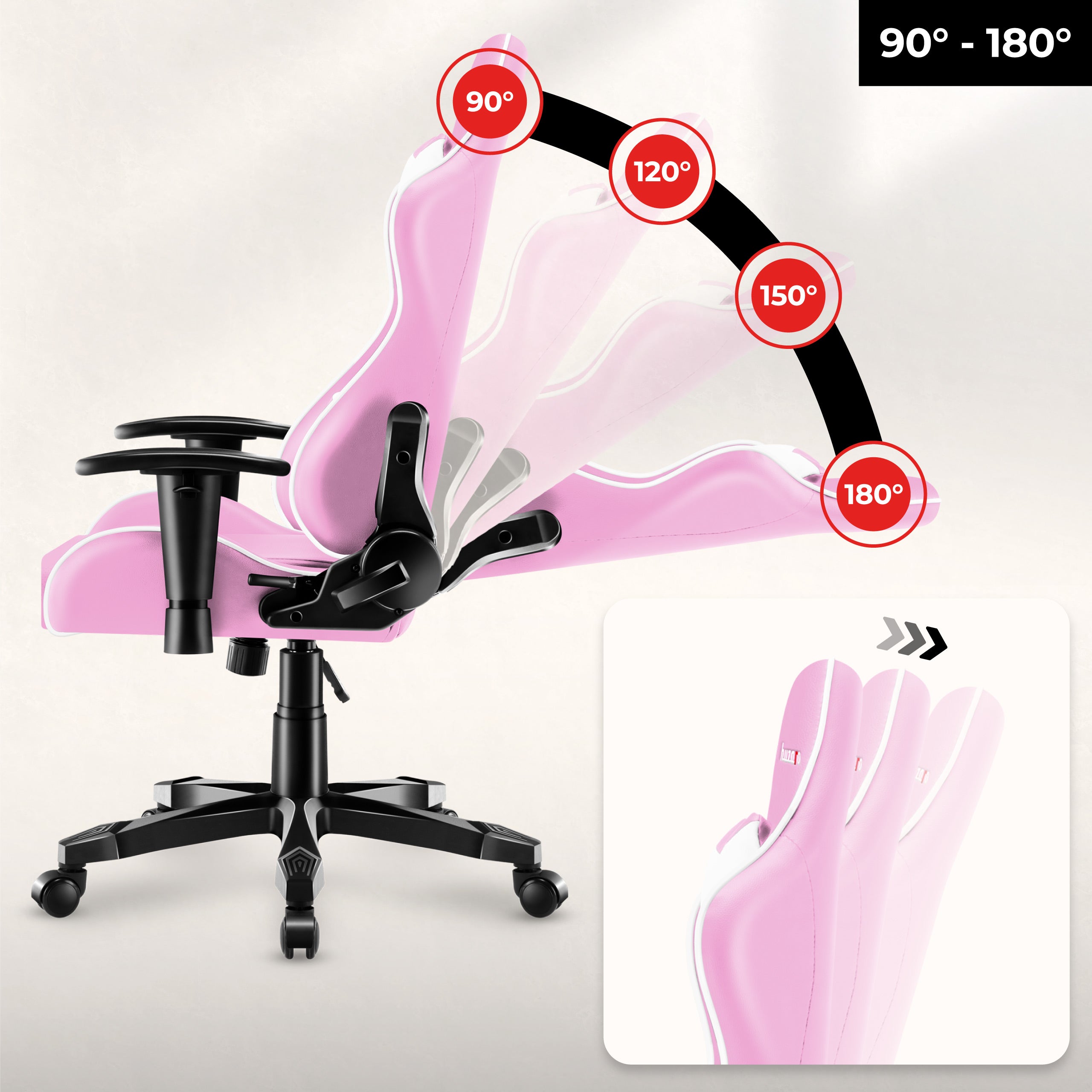 Sillón gaming para niños HUZARO RANGER 6.0 Rosa