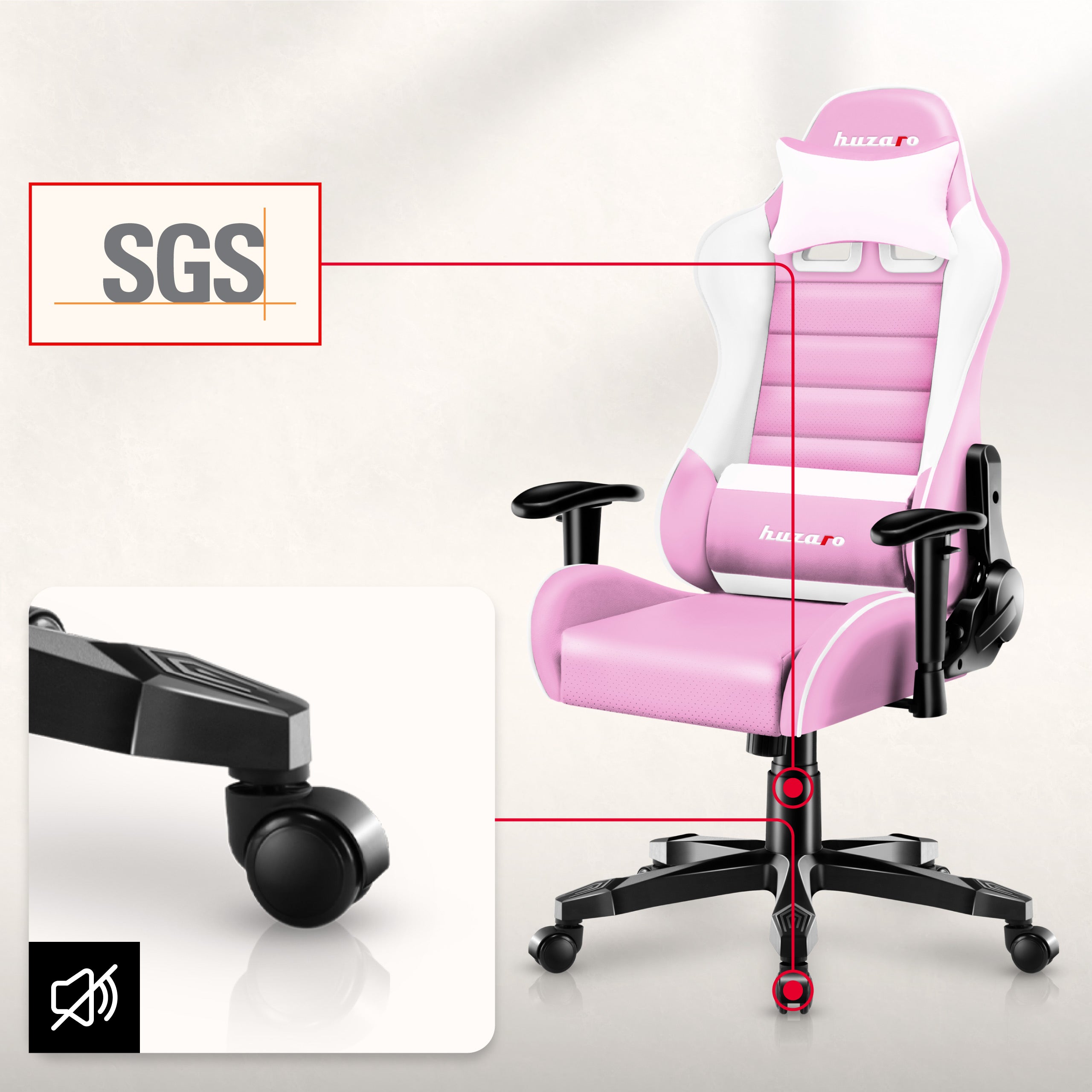 Sillón gaming para niños HUZARO RANGER 6.0 Rosa