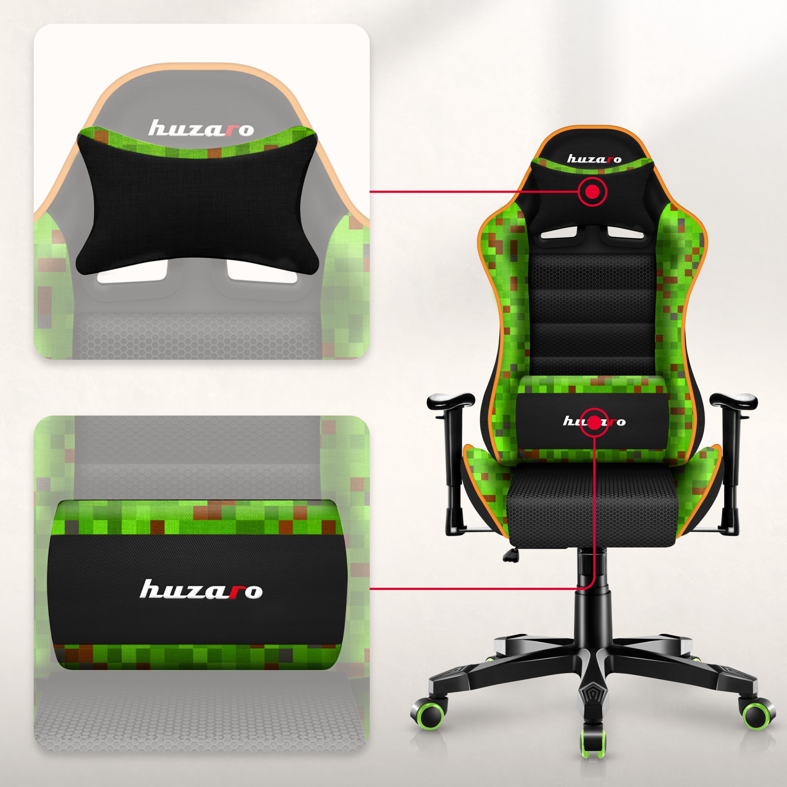 Sillón gaming para niños HUZARO RANGER 6.0 Pixel Mesh