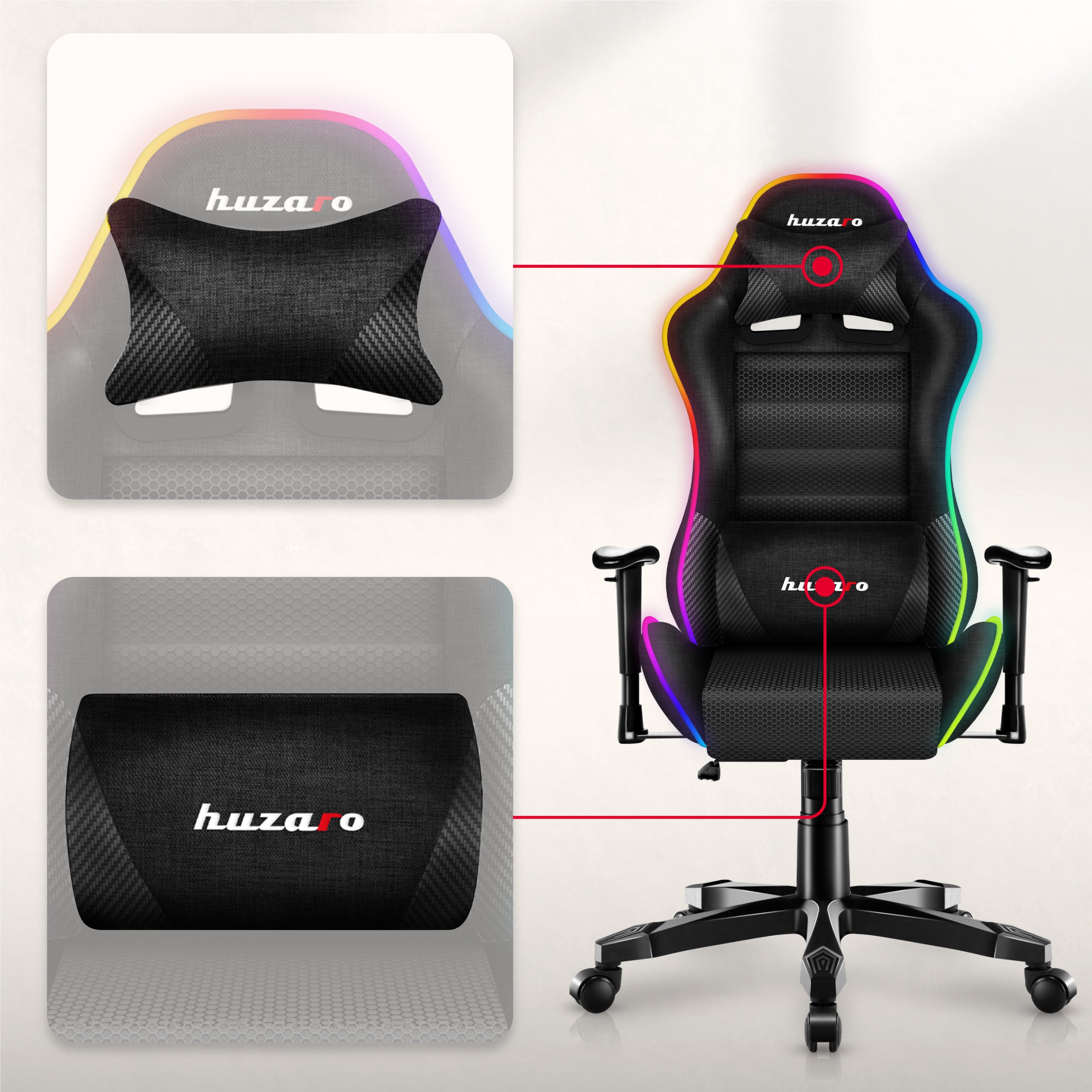 Sillón gaming para niños HUZARO RANGER 6.0 RGB Mesh