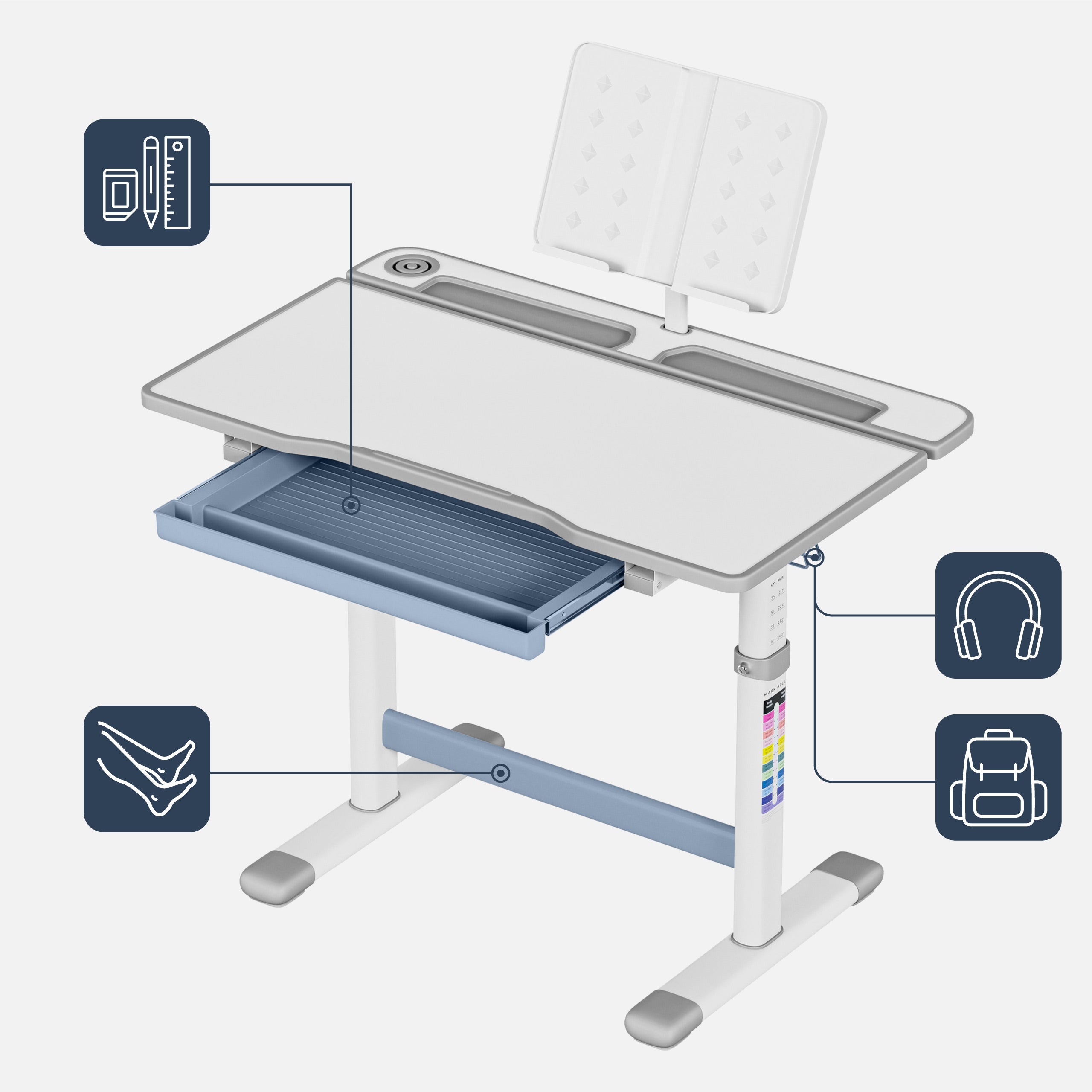 Escritorio ergonómico para niños Mark Adler Study 3.0, 66 cm