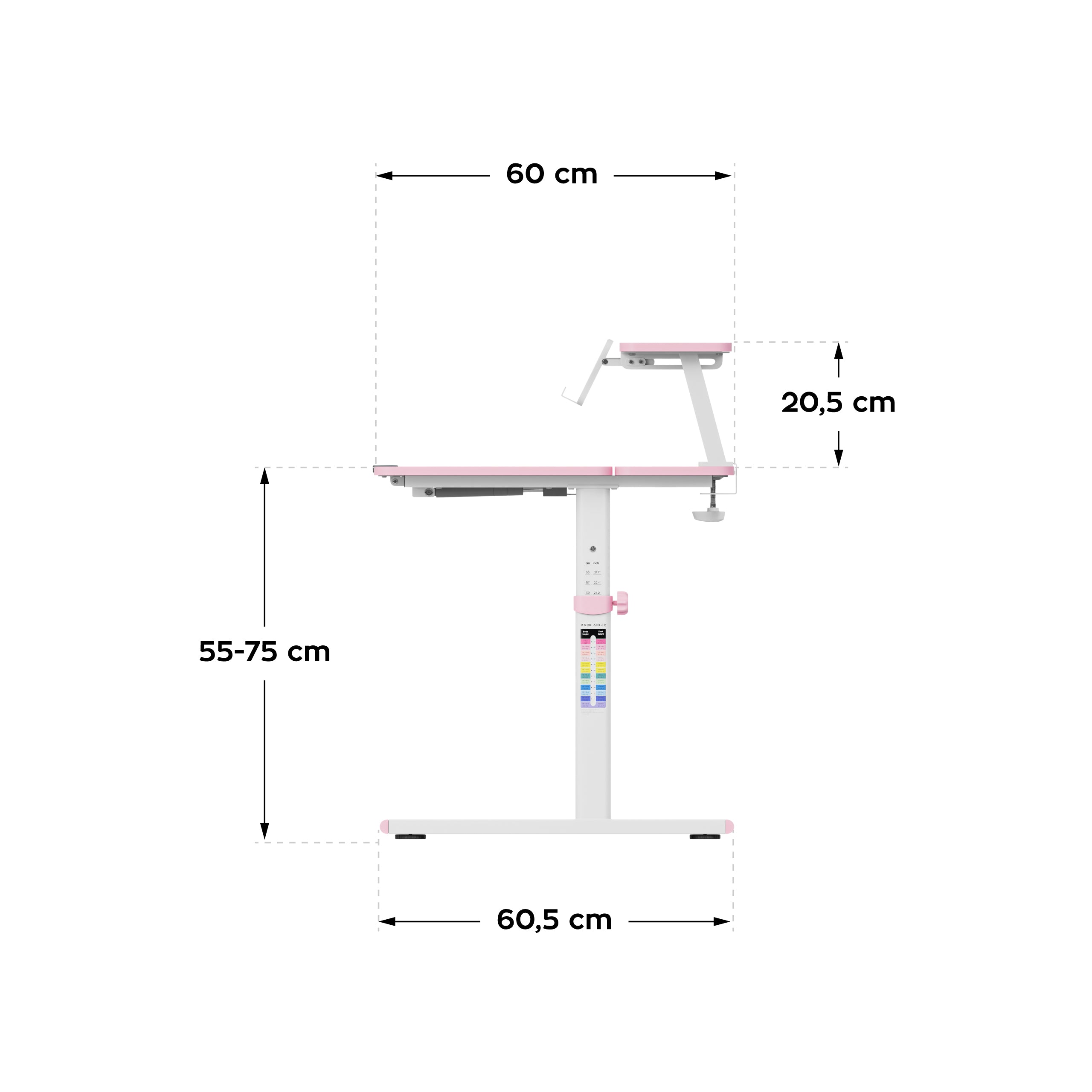 Escritorio infantil regulable Mark Adler Study 3.7 Pink de 90 cm