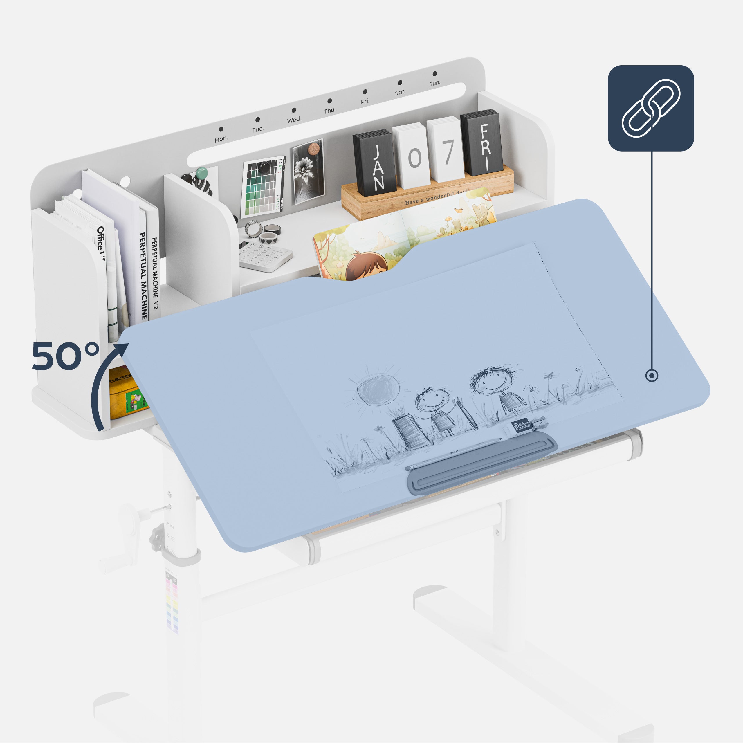 Escritorio ergonómico para niños Mark Adler Study 5.0 Grey, 90 cm