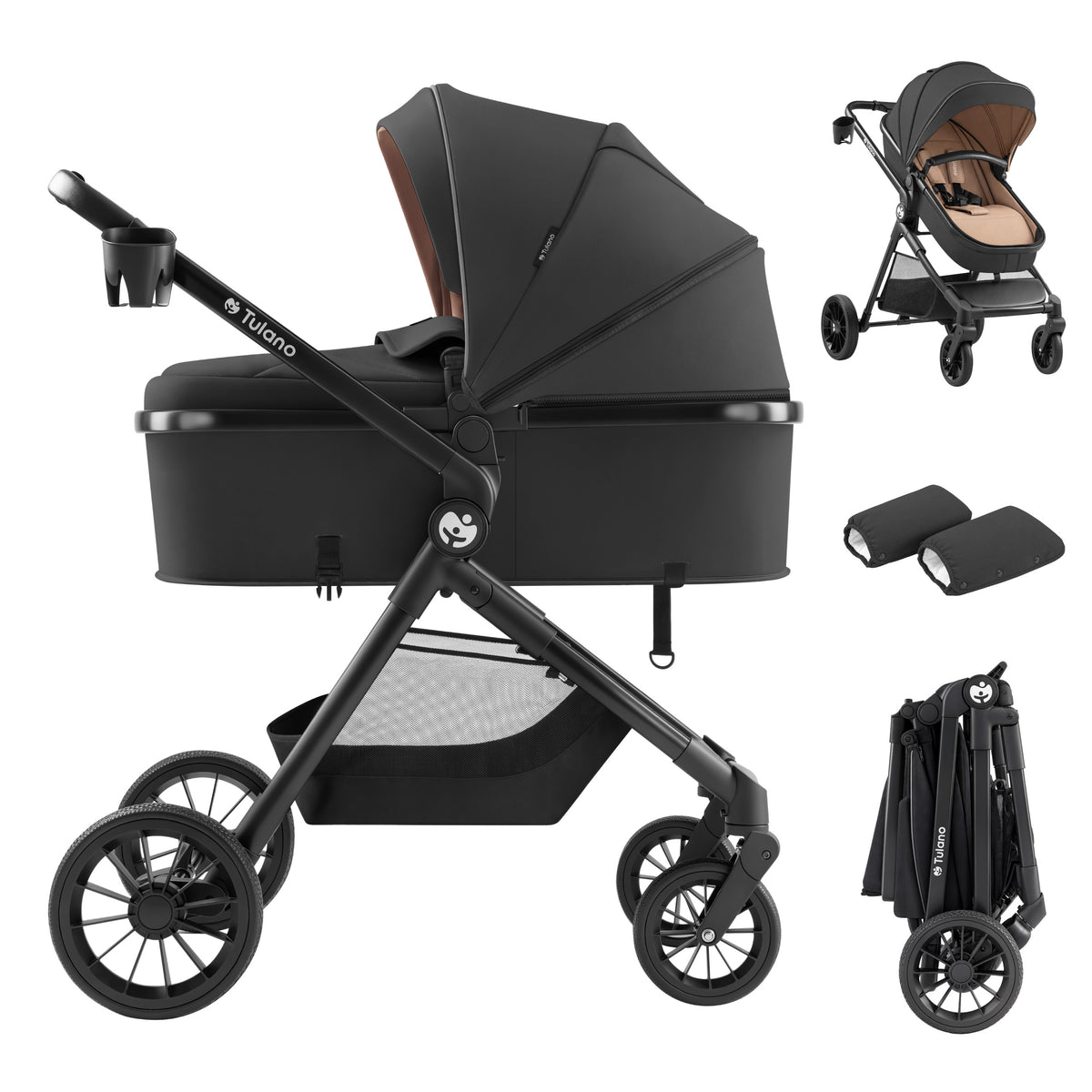 Cochecito para bebés multifuncional 2 en 1 Toledo 35 Black