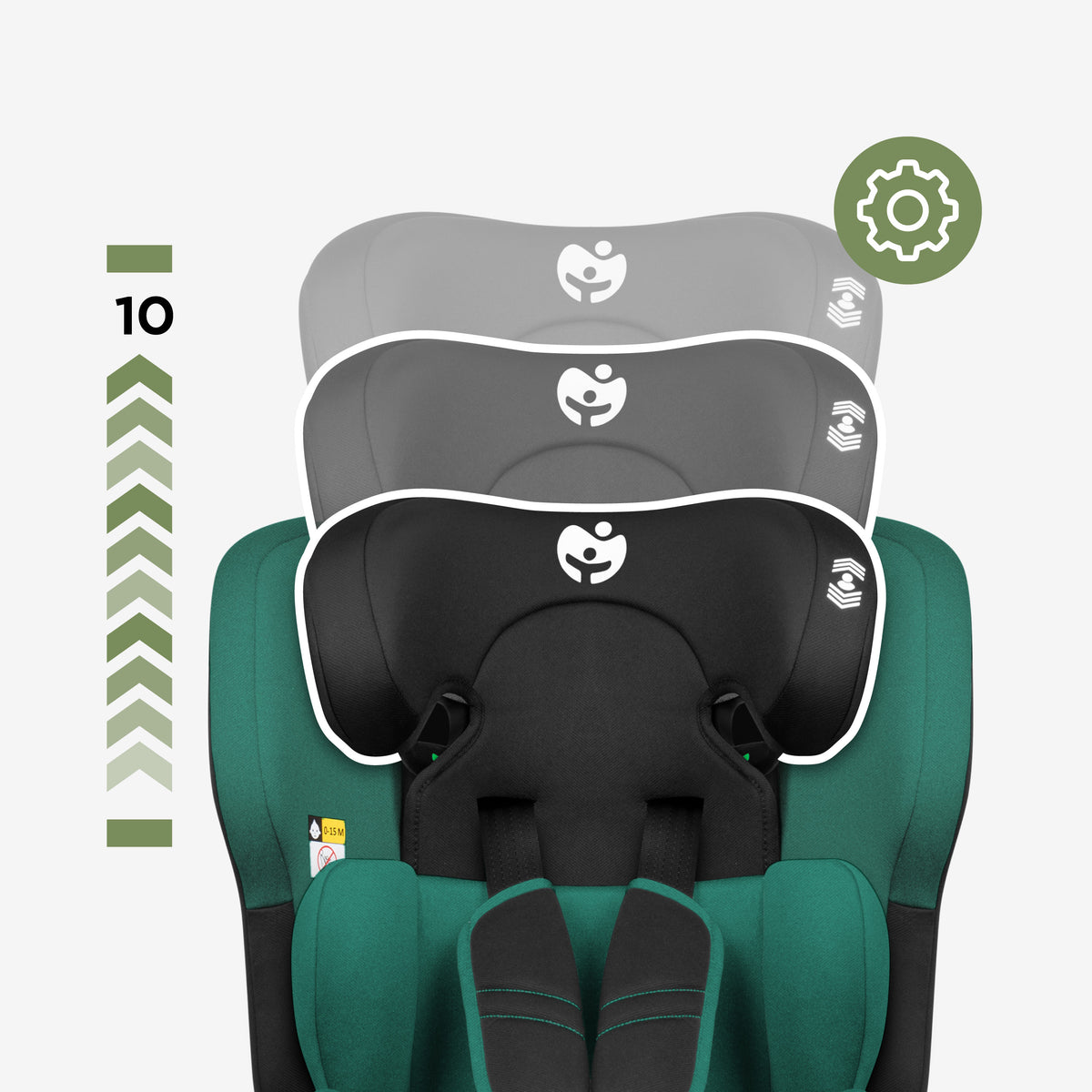 Silla de coche para niños Tulano 76-150 cm Zooma 45 Green I-Size