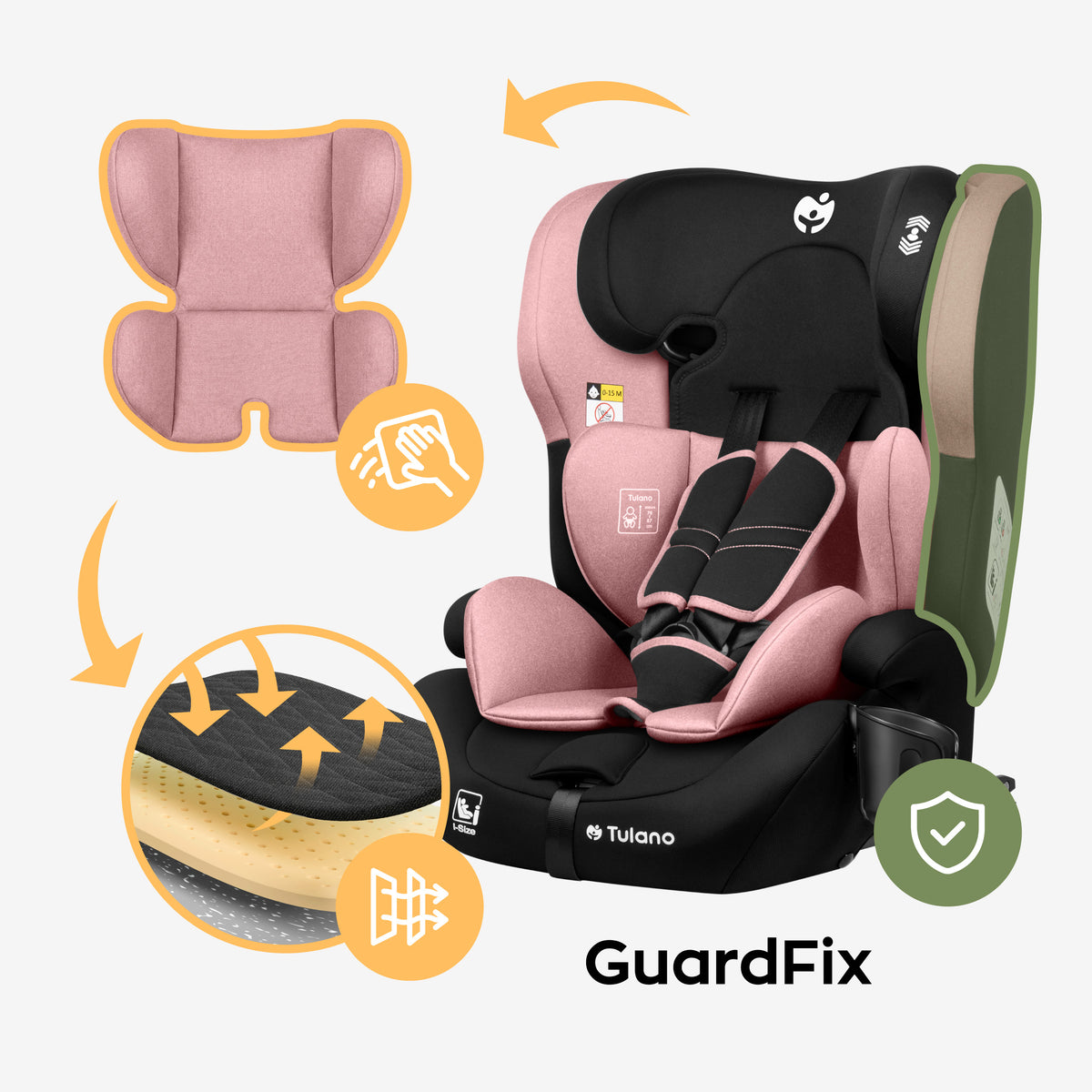 Silla de coche para niños Tulano 76-150 cm Zooma 45 Pink I-Size