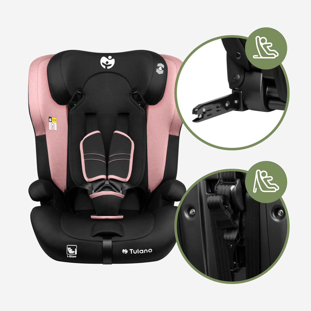 Silla de coche para niños Tulano 76-150 cm Zooma 45 Pink I-Size