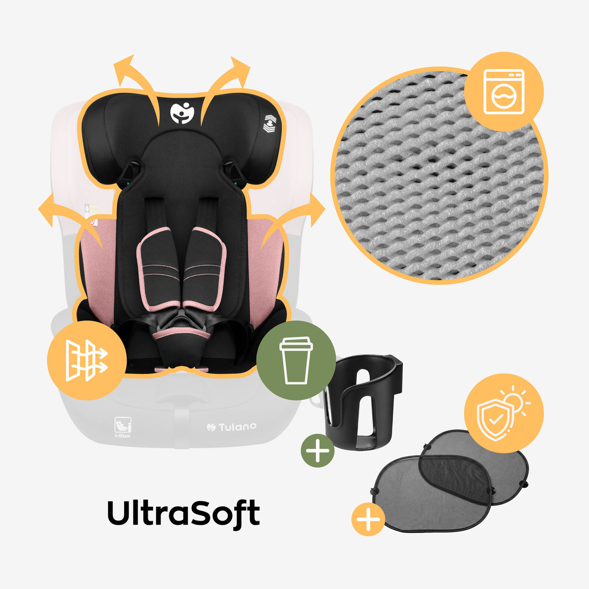 Silla de coche para niños Tulano 76-150 cm Zooma 45 Pink I-Size